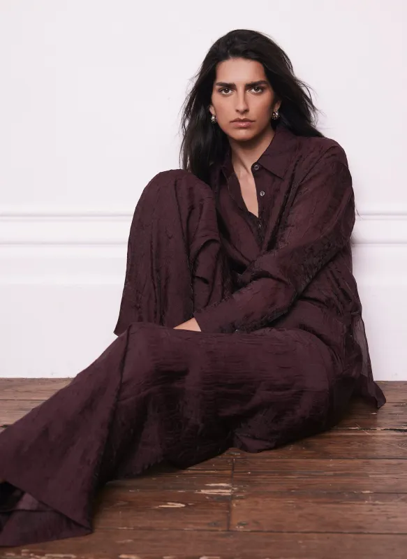 Burgundy Crinkle Textured Shirt sold by Mint Velvet