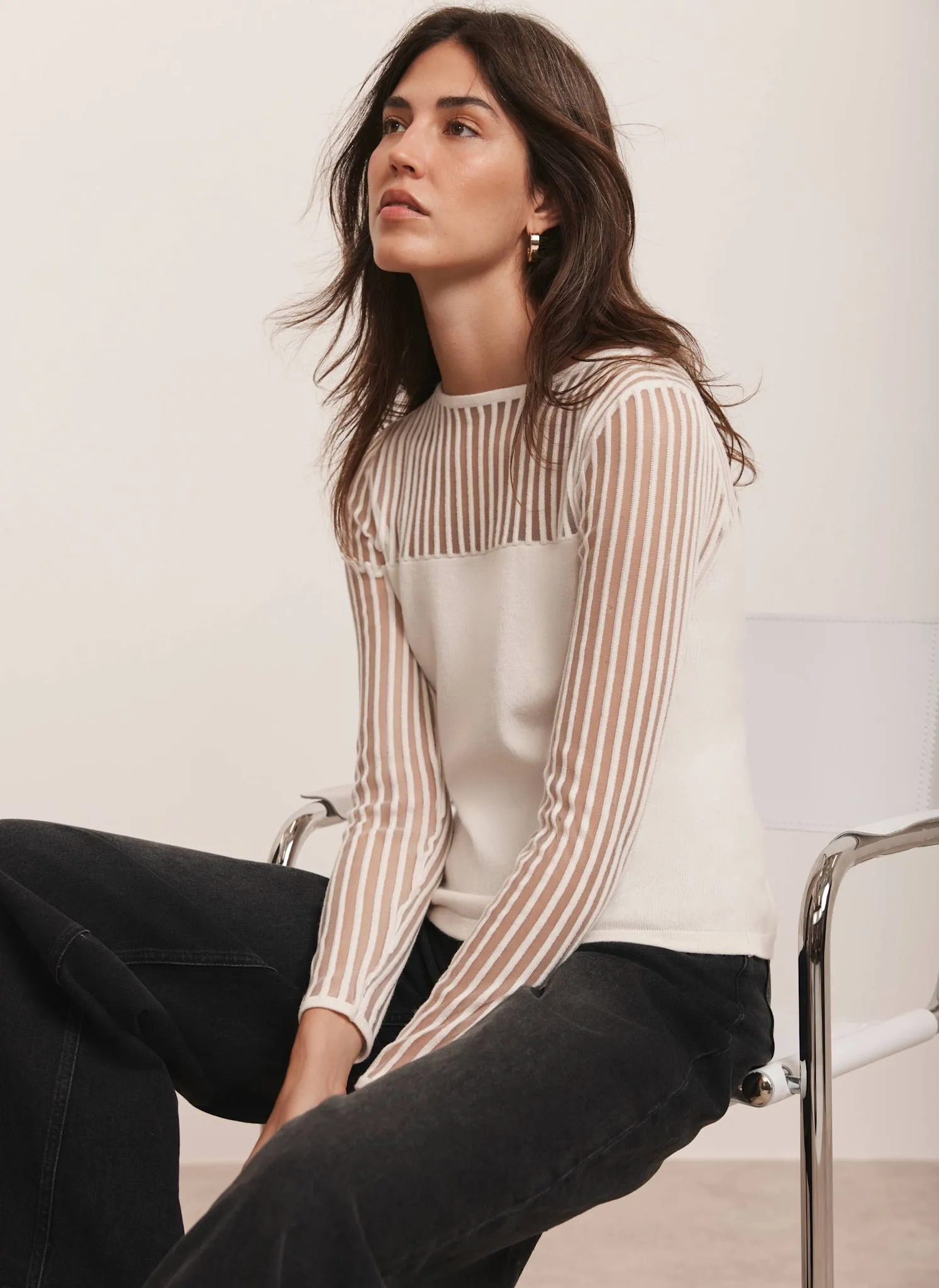 Cream Sheer Knit Top sold by Mint Velvet product image thumbnail 2