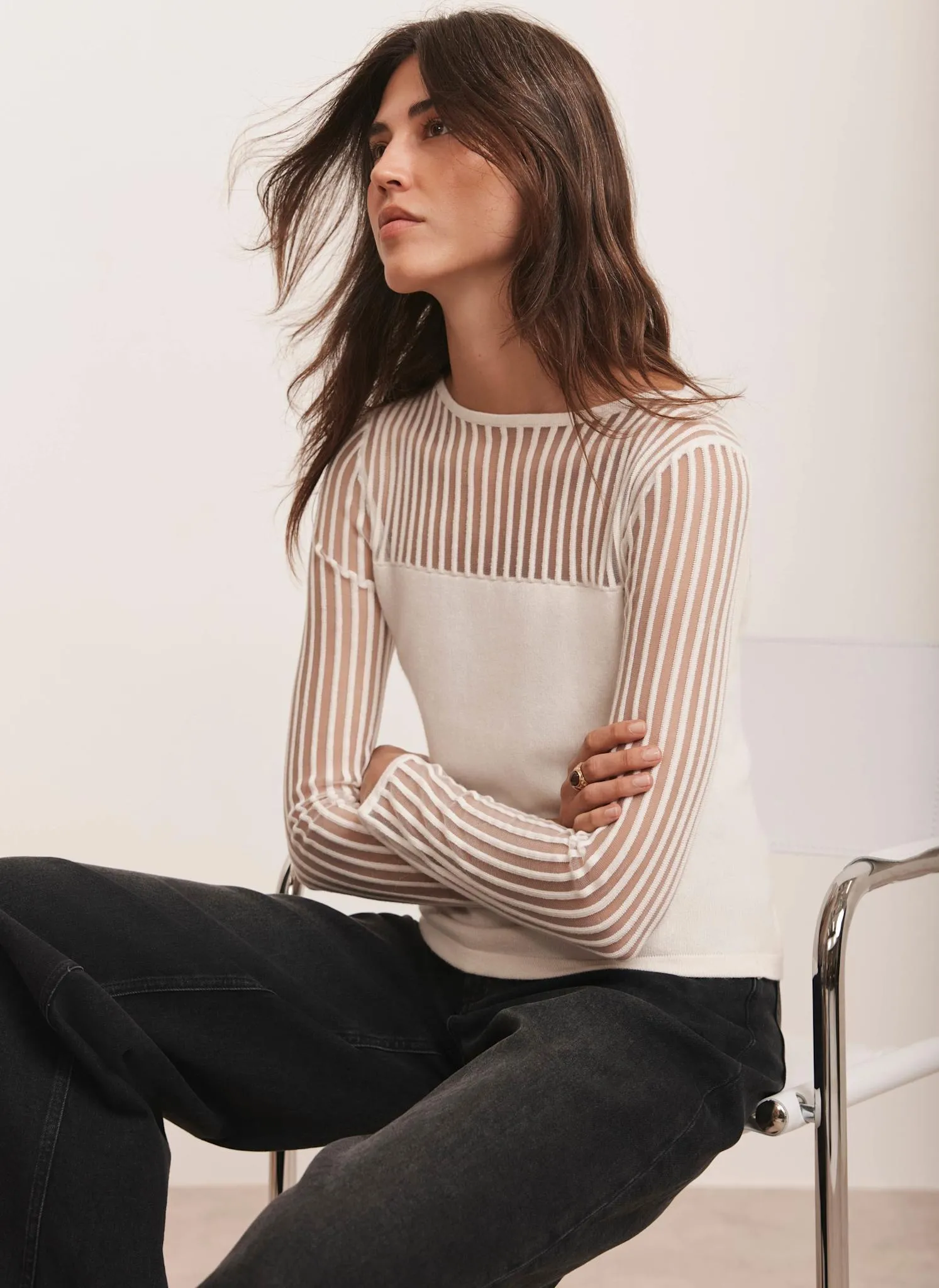 Cream Sheer Knit Top sold by Mint Velvet product image thumbnail 5