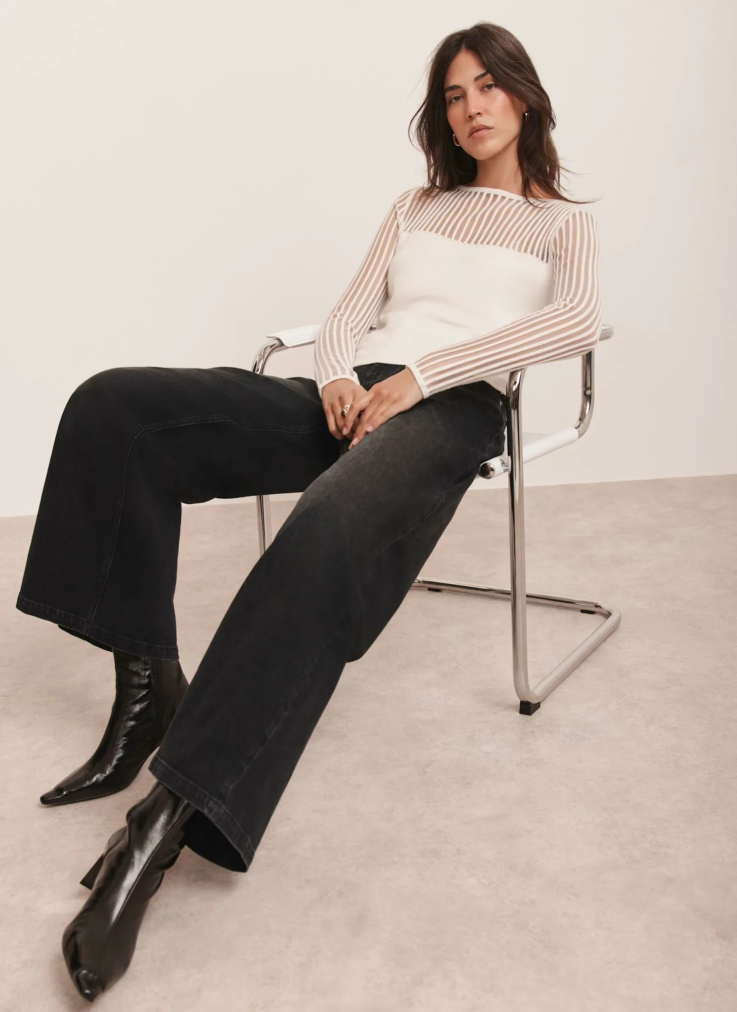 Cream Sheer Knit Top sold by Mint Velvet