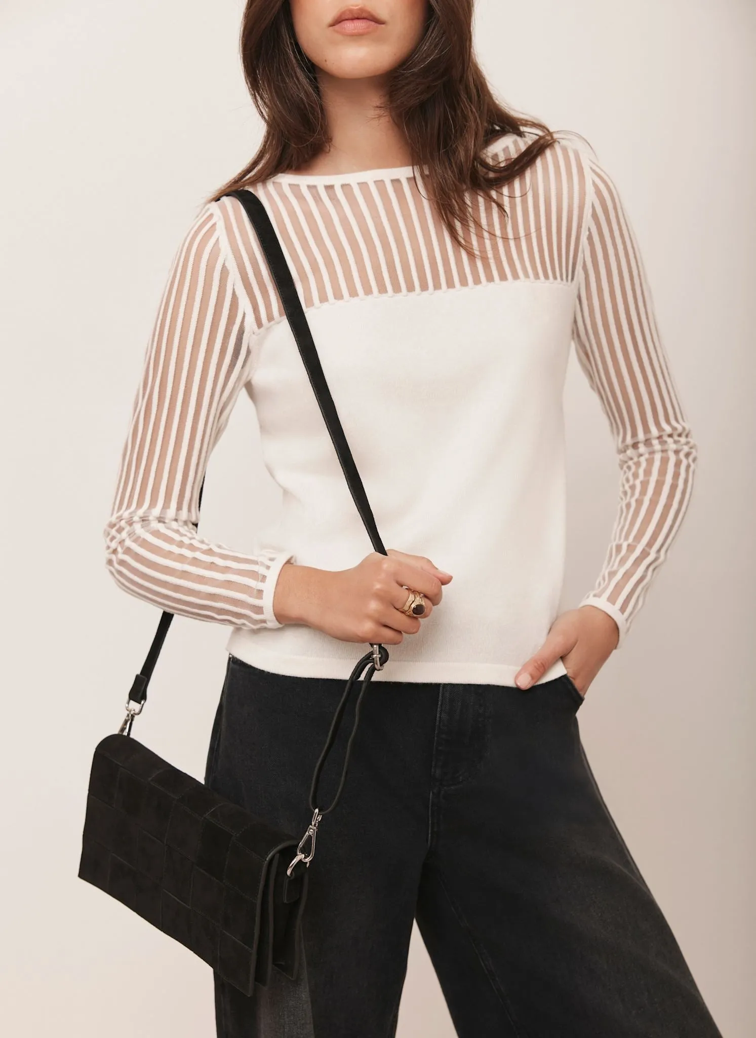 Cream Sheer Knit Top sold by Mint Velvet product image thumbnail 4