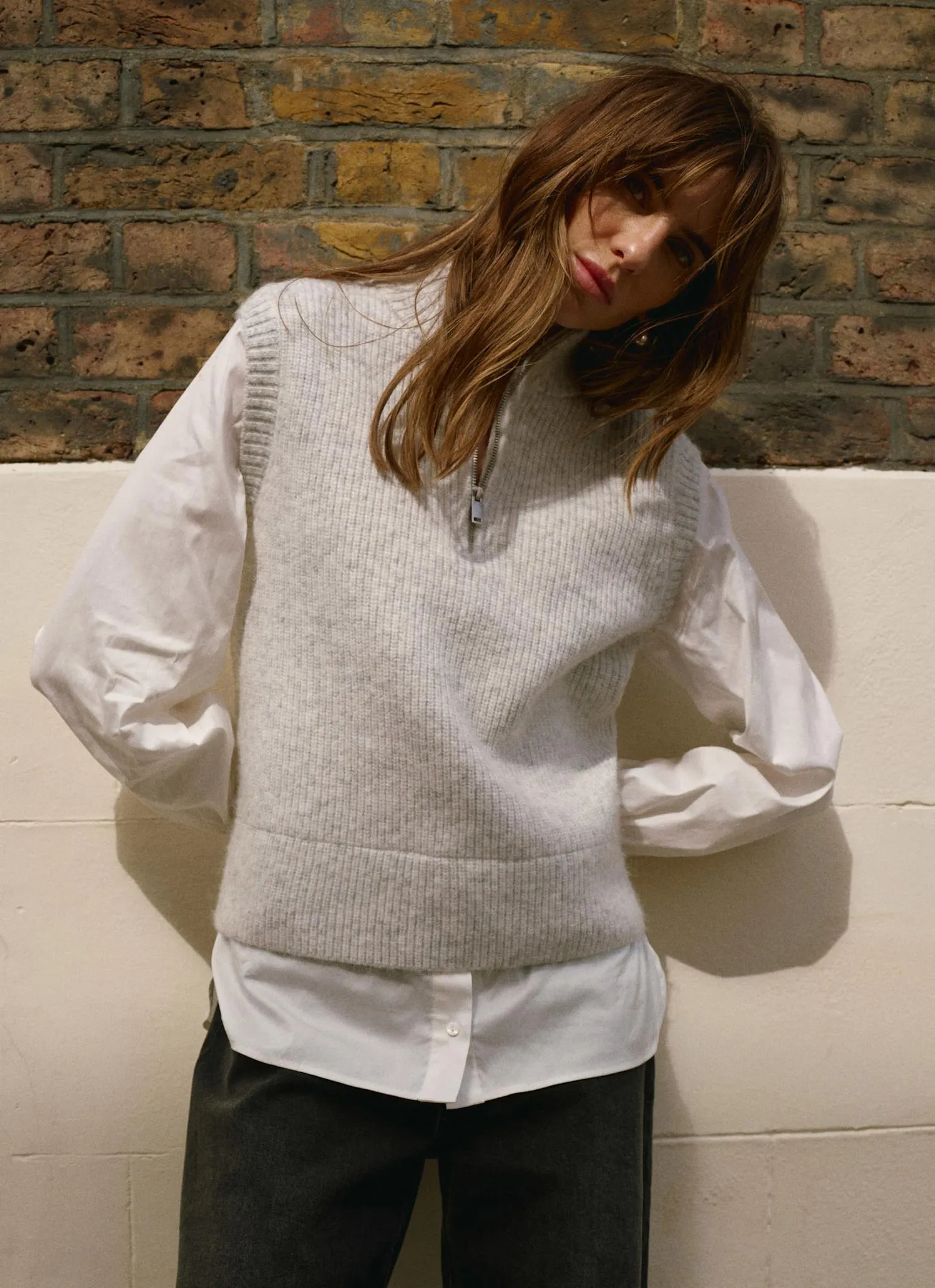 Grey Layered Shirt Knit Jumper sold by Mint Velvet