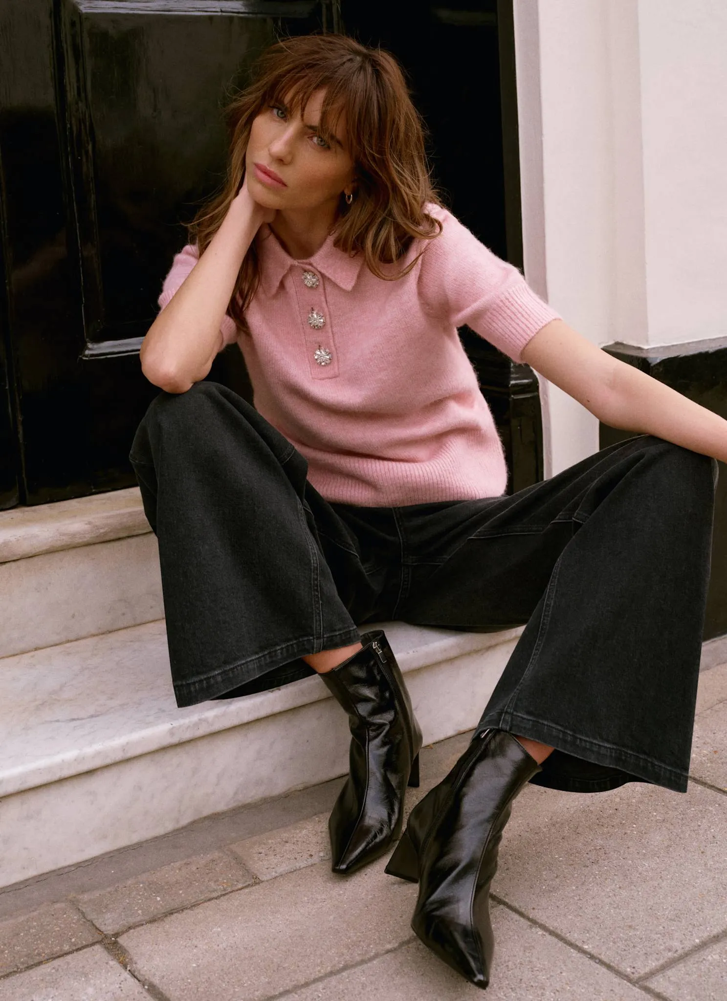 Pink Short Sleeve Knit Top sold by Mint Velvet product image thumbnail 4