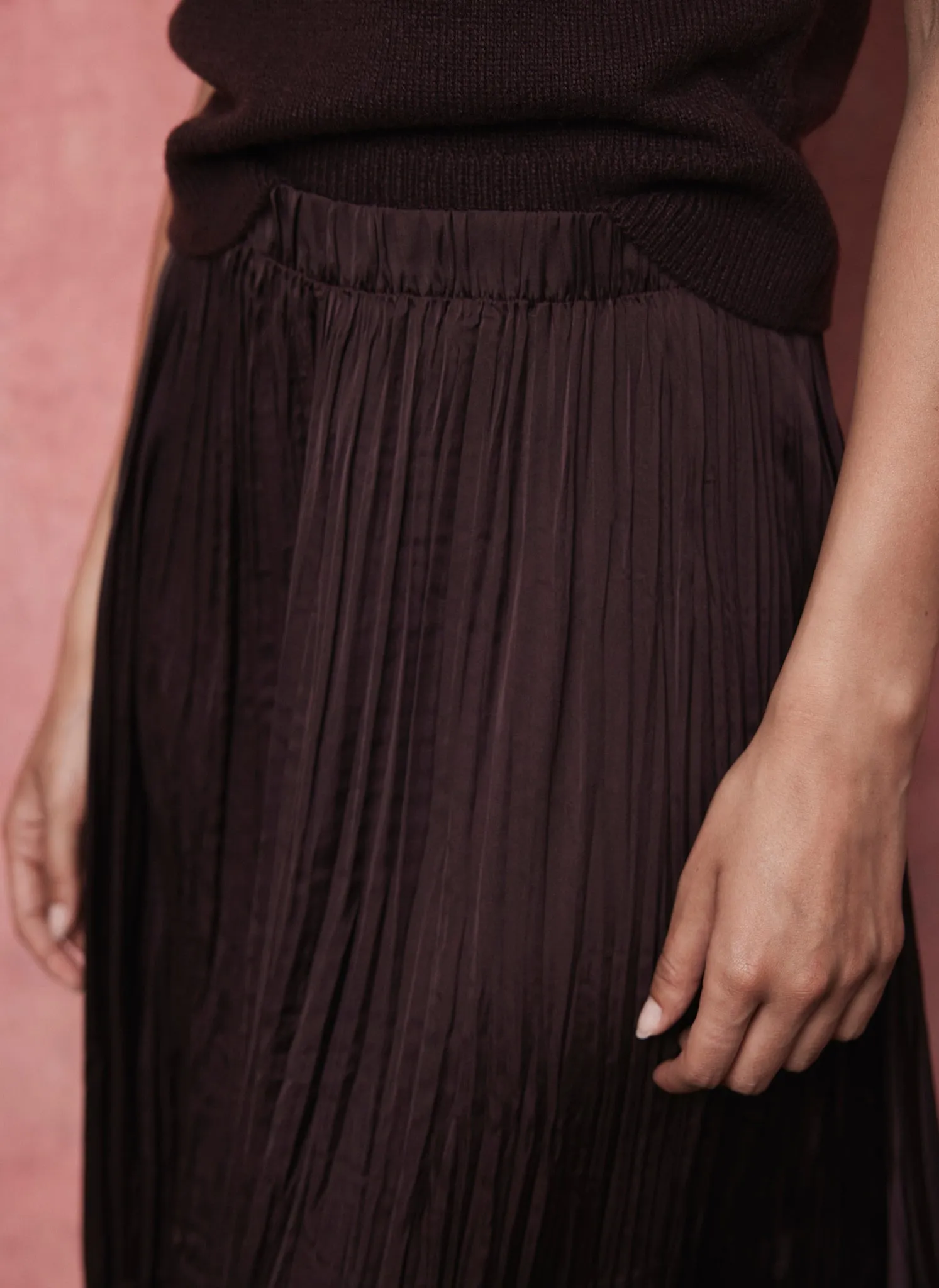 Burgundy Crinkle Textured Maxi Skirt sold by Mint Velvet product image thumbnail 4