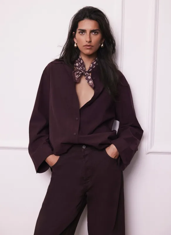 Burgundy Oversized Tailored Shirt sold by Mint Velvet