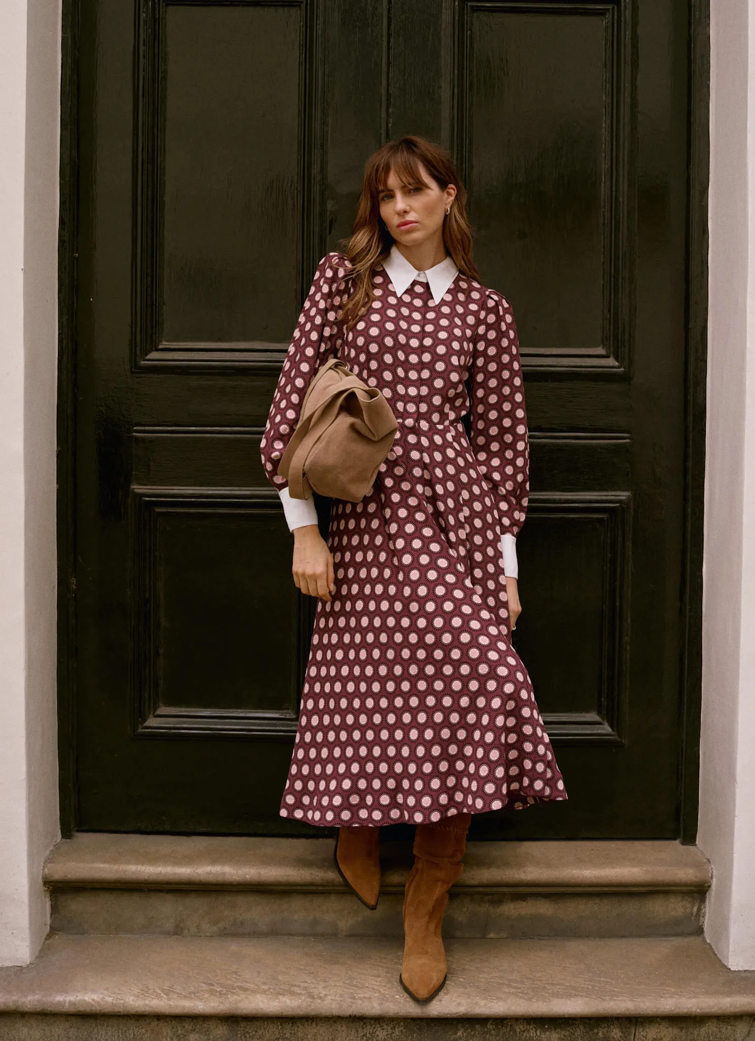 Burgundy Geometric Print Midi Dress sold by Mint Velvet product image thumbnail 5