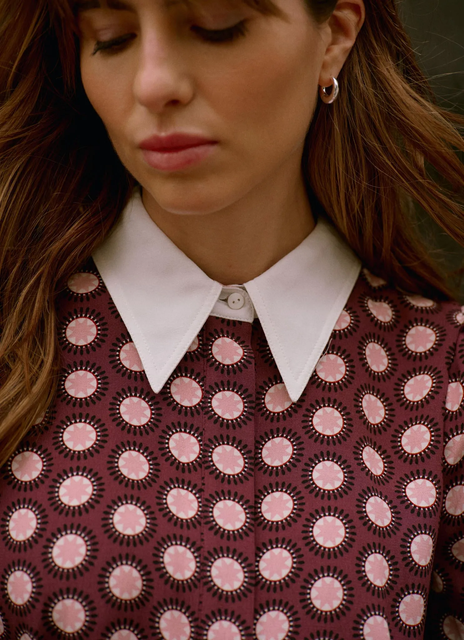 Burgundy Geometric Print Midi Dress sold by Mint Velvet product image thumbnail 4