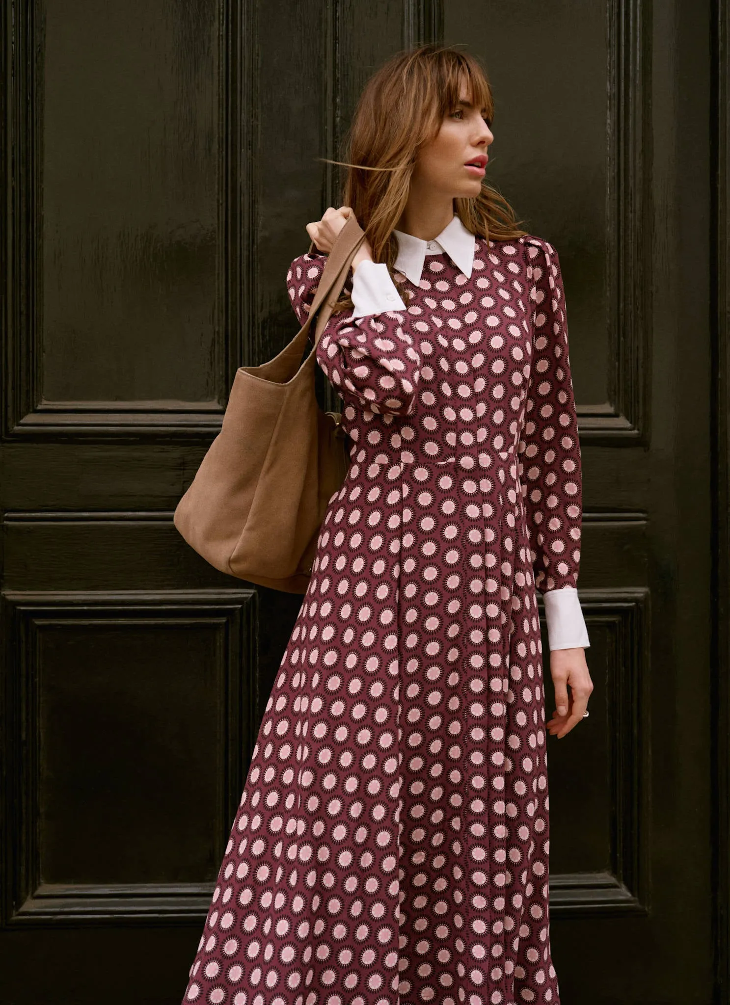 Burgundy Geometric Print Midi Dress sold by Mint Velvet product image thumbnail 3