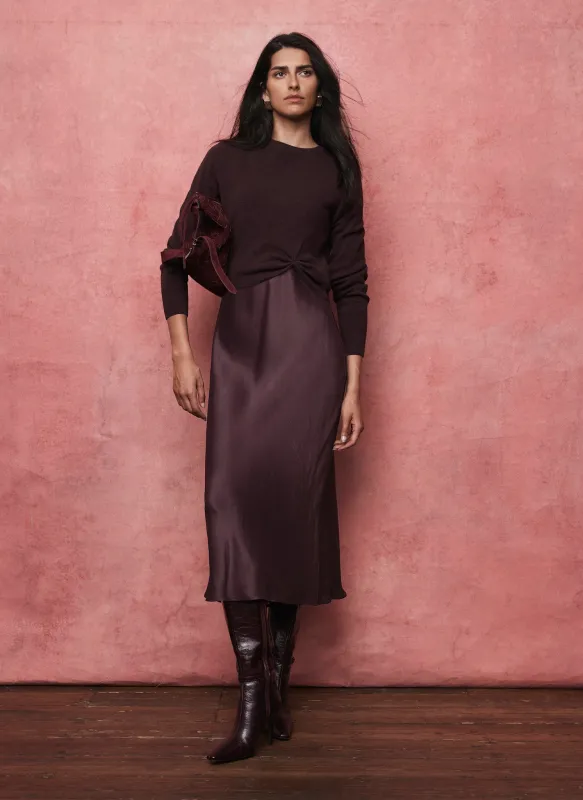 Burgundy Jumper Layered Slip Dress made by Mint Velvet