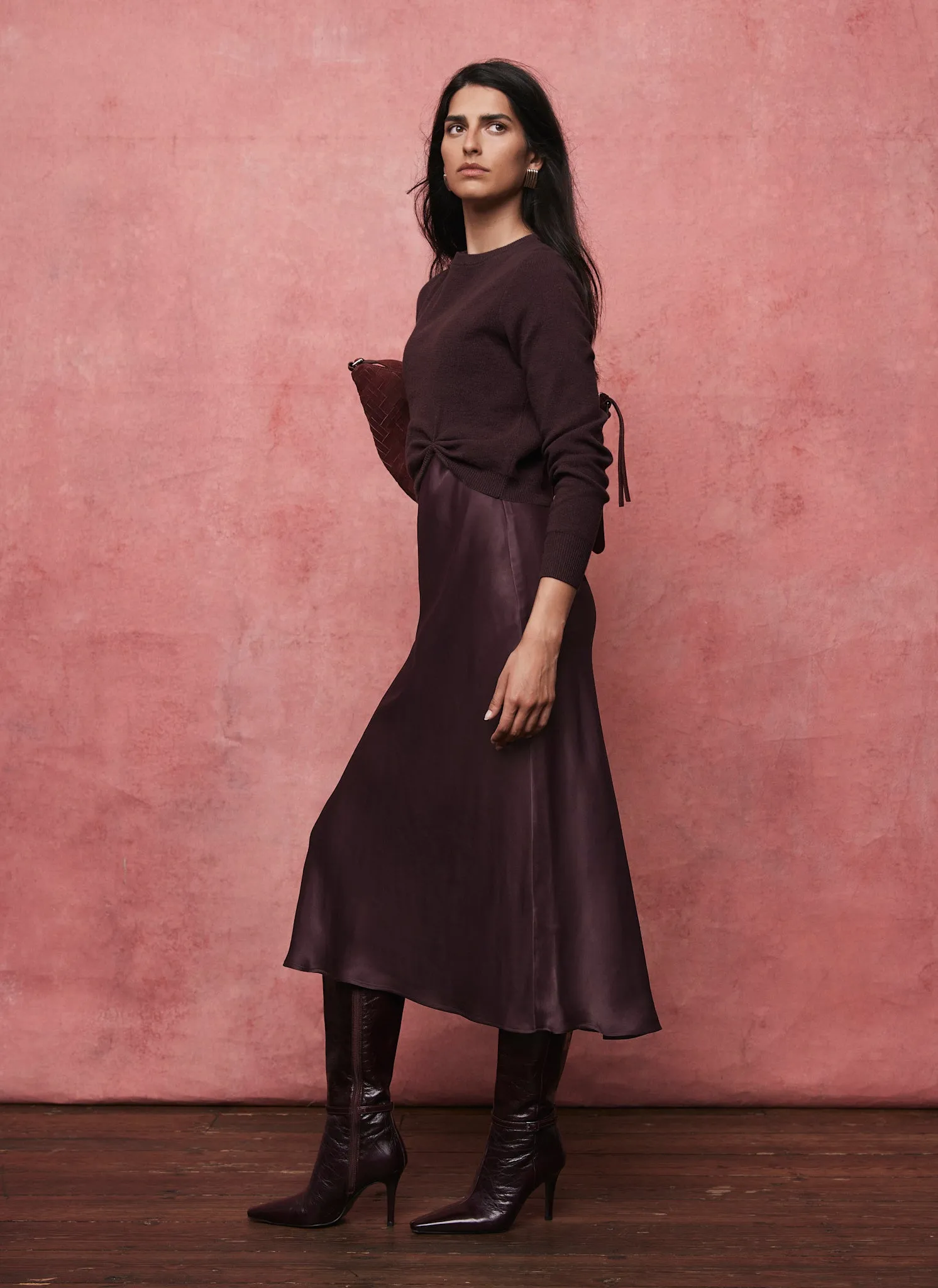 Burgundy Jumper Layered Slip Dress sold by Mint Velvet product image thumbnail 2