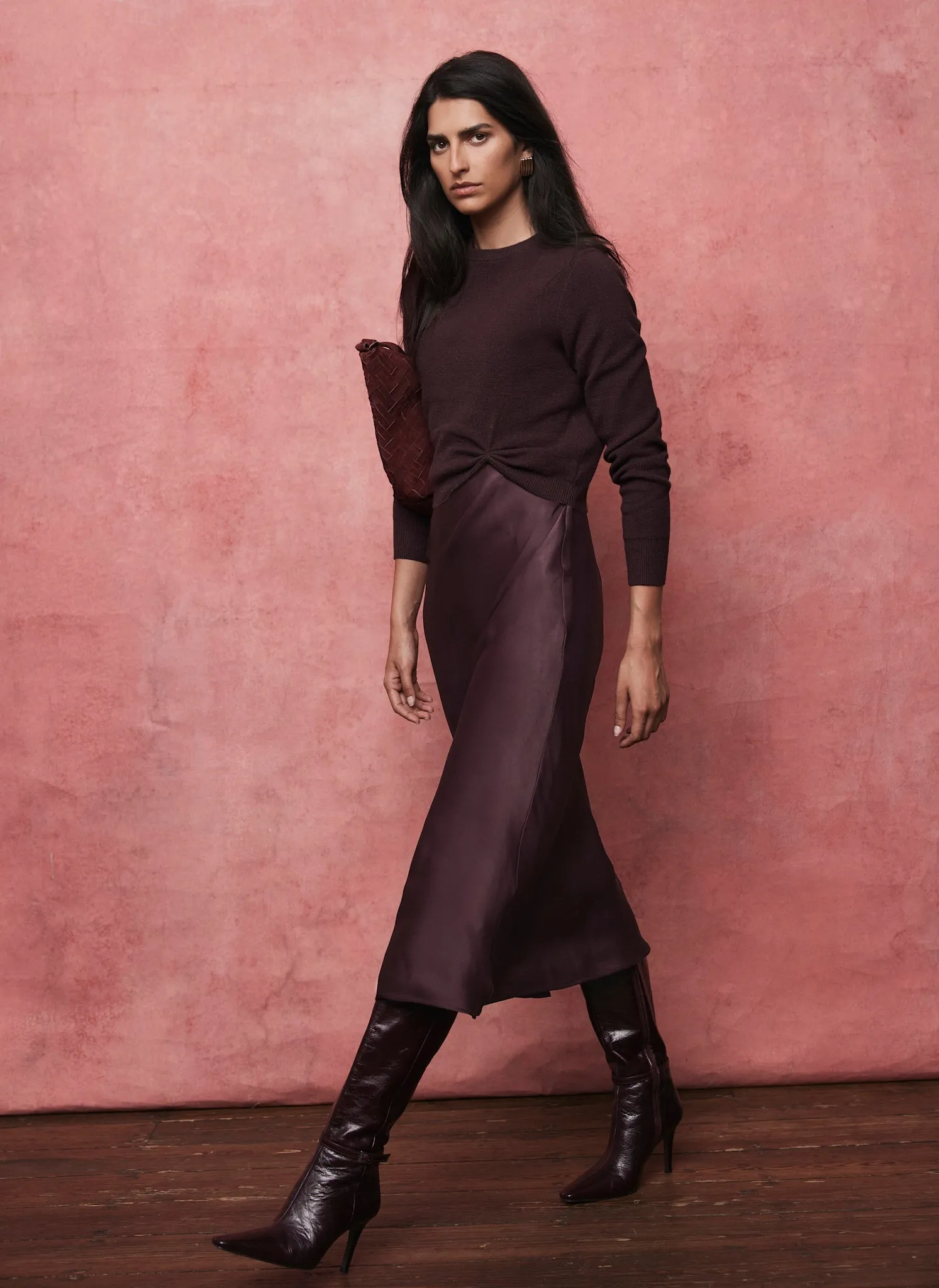 Burgundy Jumper Layered Slip Dress sold by Mint Velvet product image thumbnail 5