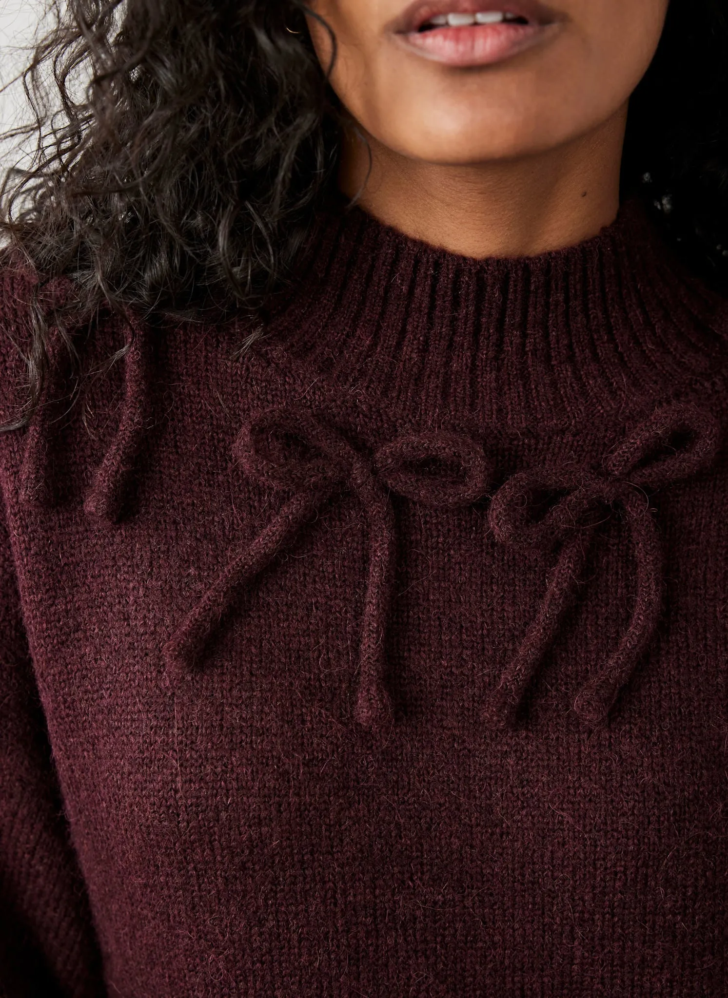 Burgundy Bow Knit Mini Dress sold by Mint Velvet product image thumbnail 5