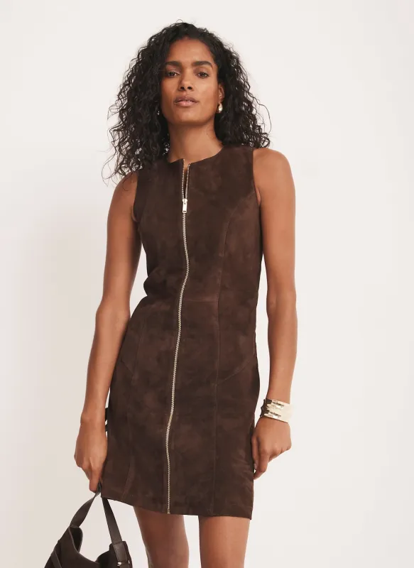 Brown Suede Shift Mini Dress sold by Mint Velvet