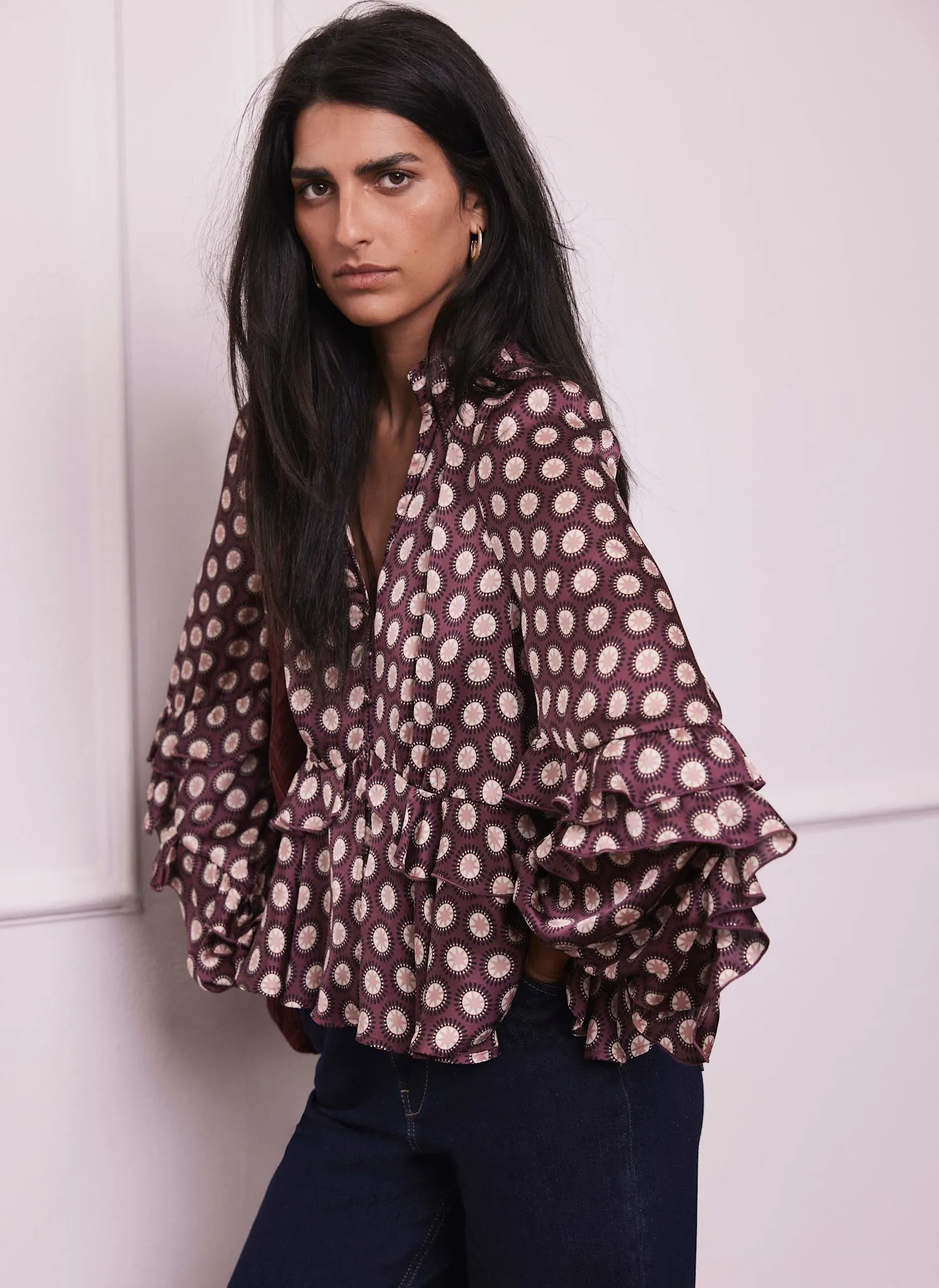 Burgundy Geometric Print Top sold by Mint Velvet product image thumbnail 3