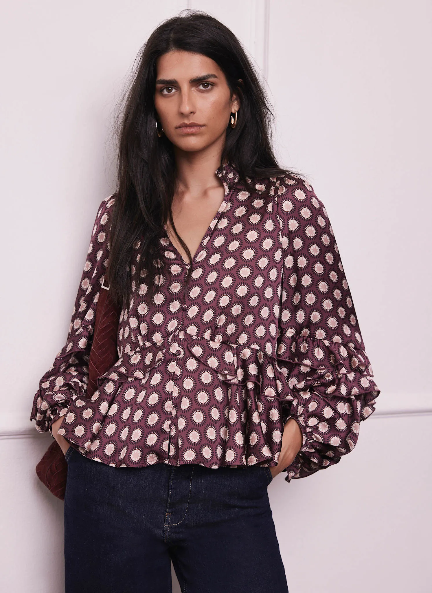 Burgundy Geometric Print Top sold by Mint Velvet product image thumbnail 5