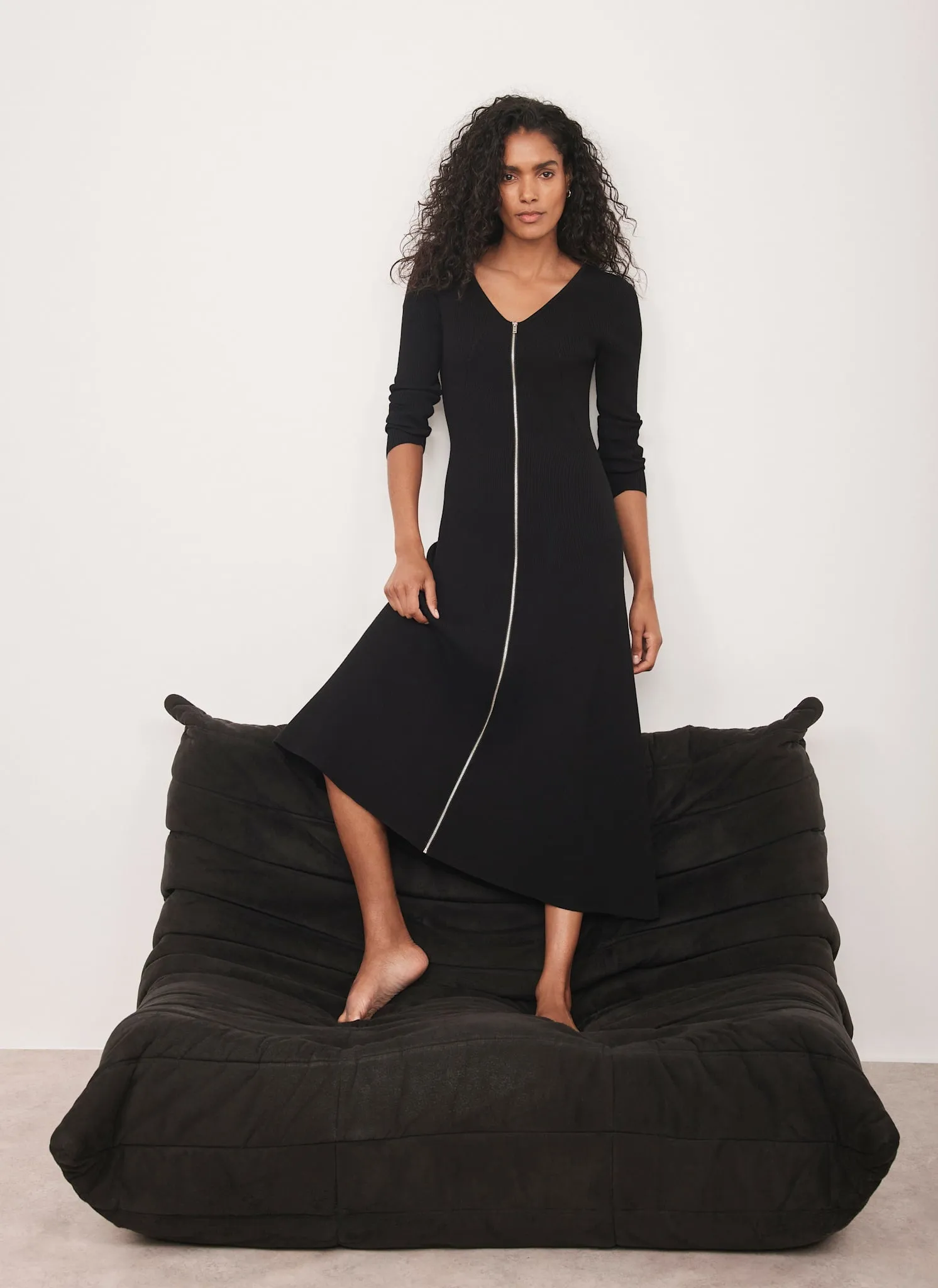 Black Ribbed Knit Maxi Dress sold by Mint Velvet