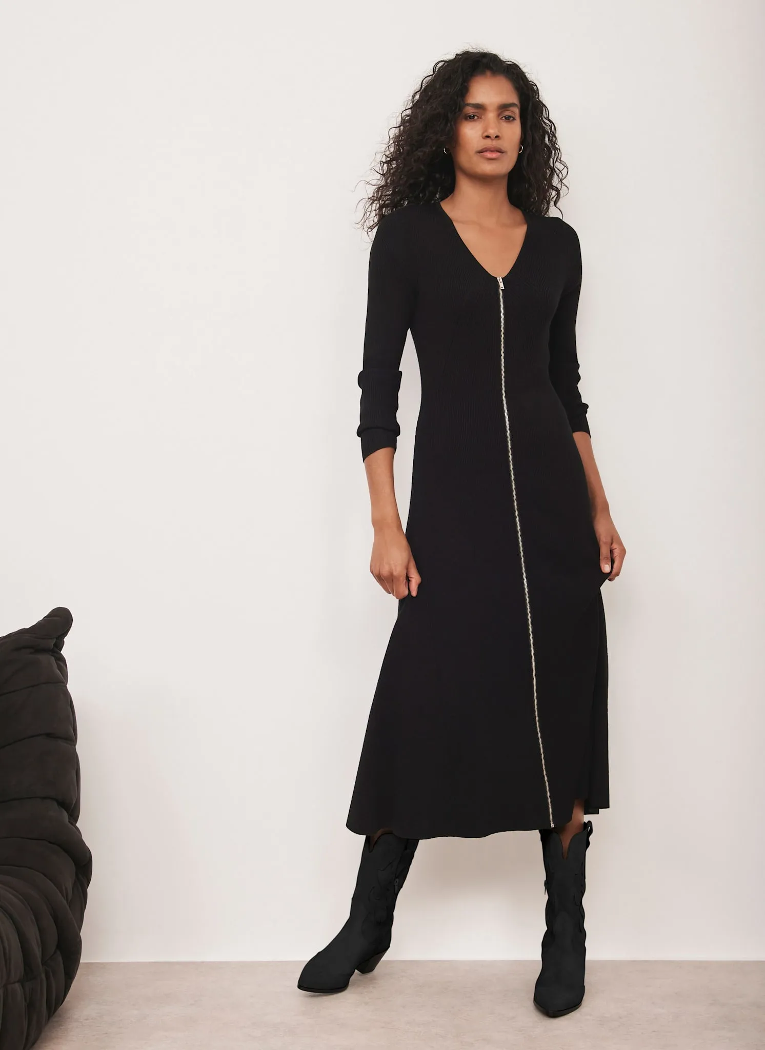 Black Ribbed Knit Maxi Dress sold by Mint Velvet product image thumbnail 3