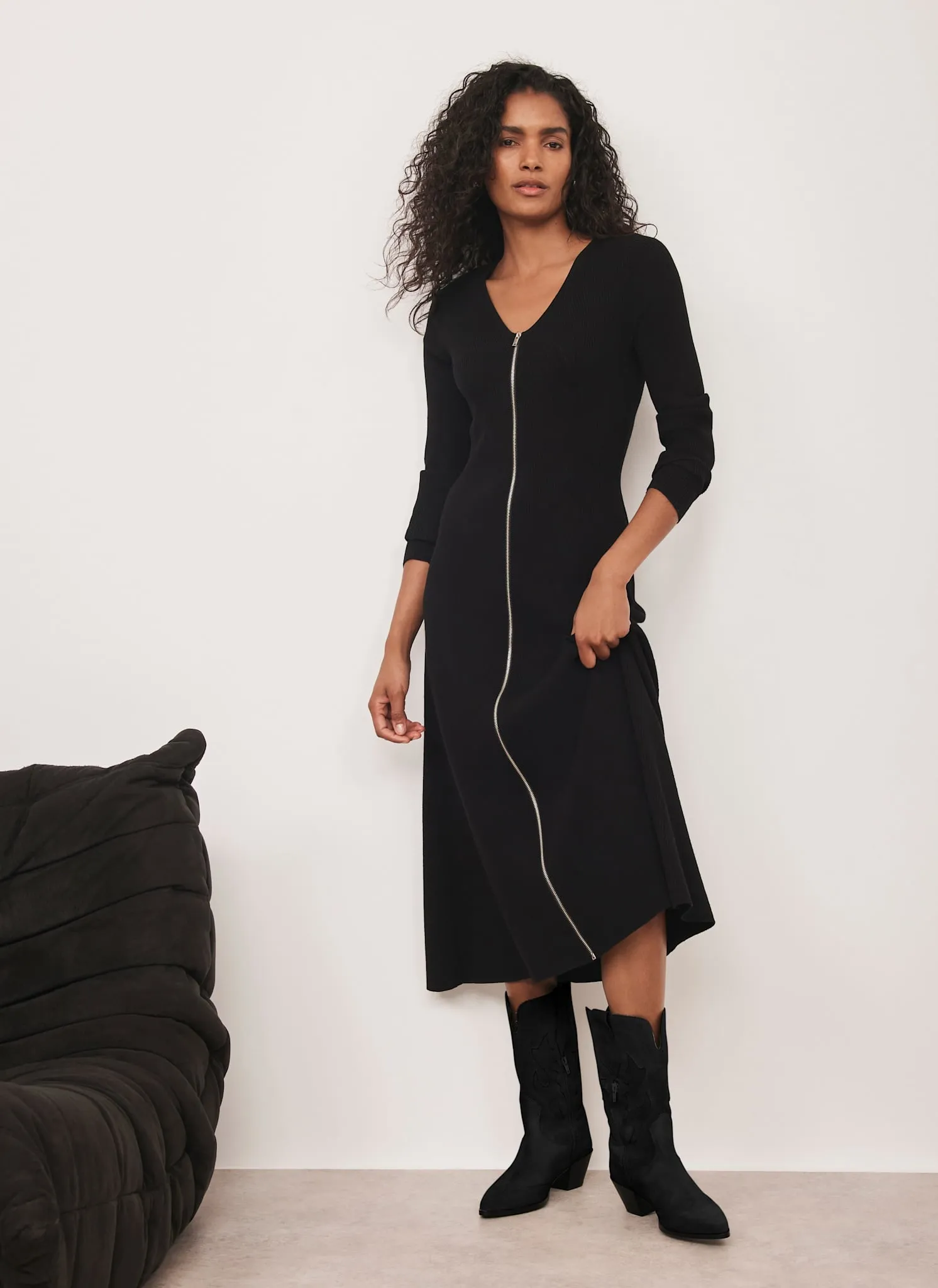 Black Ribbed Knit Maxi Dress sold by Mint Velvet product image thumbnail 5