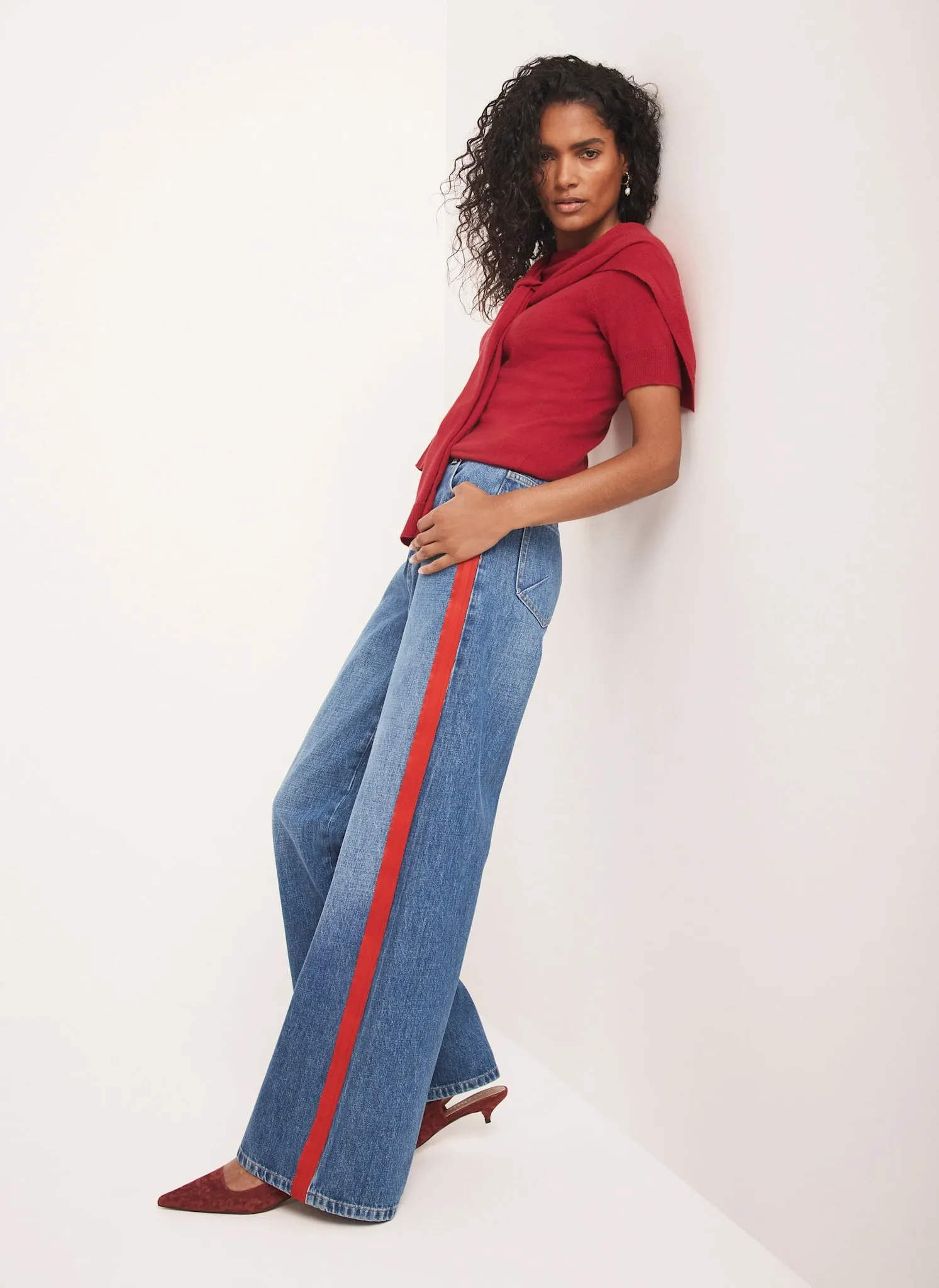 Indigo Side Stripe Wide Jeans sold by Mint Velvet product image thumbnail 2