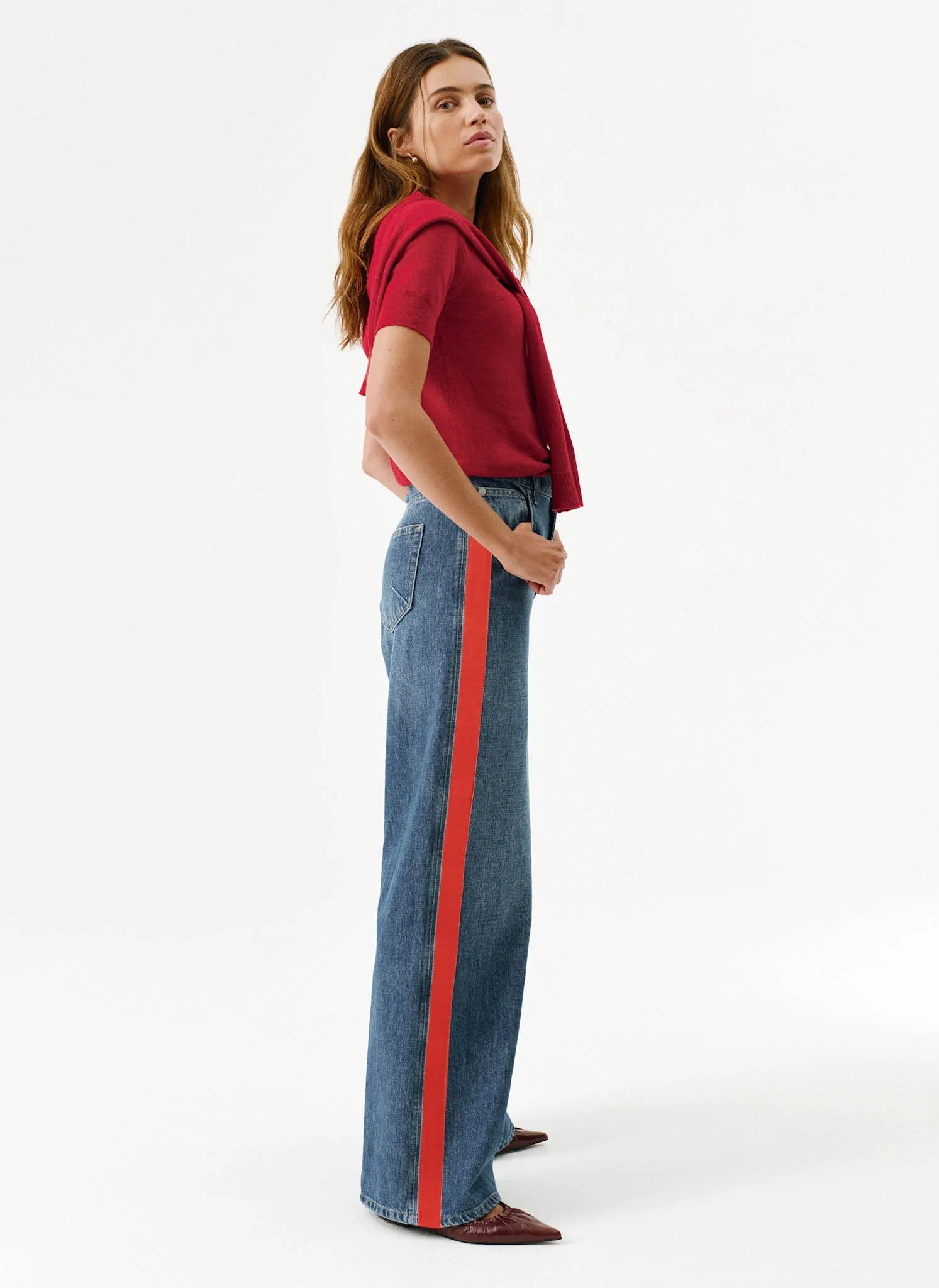 Indigo Side Stripe Wide Jeans sold by Mint Velvet