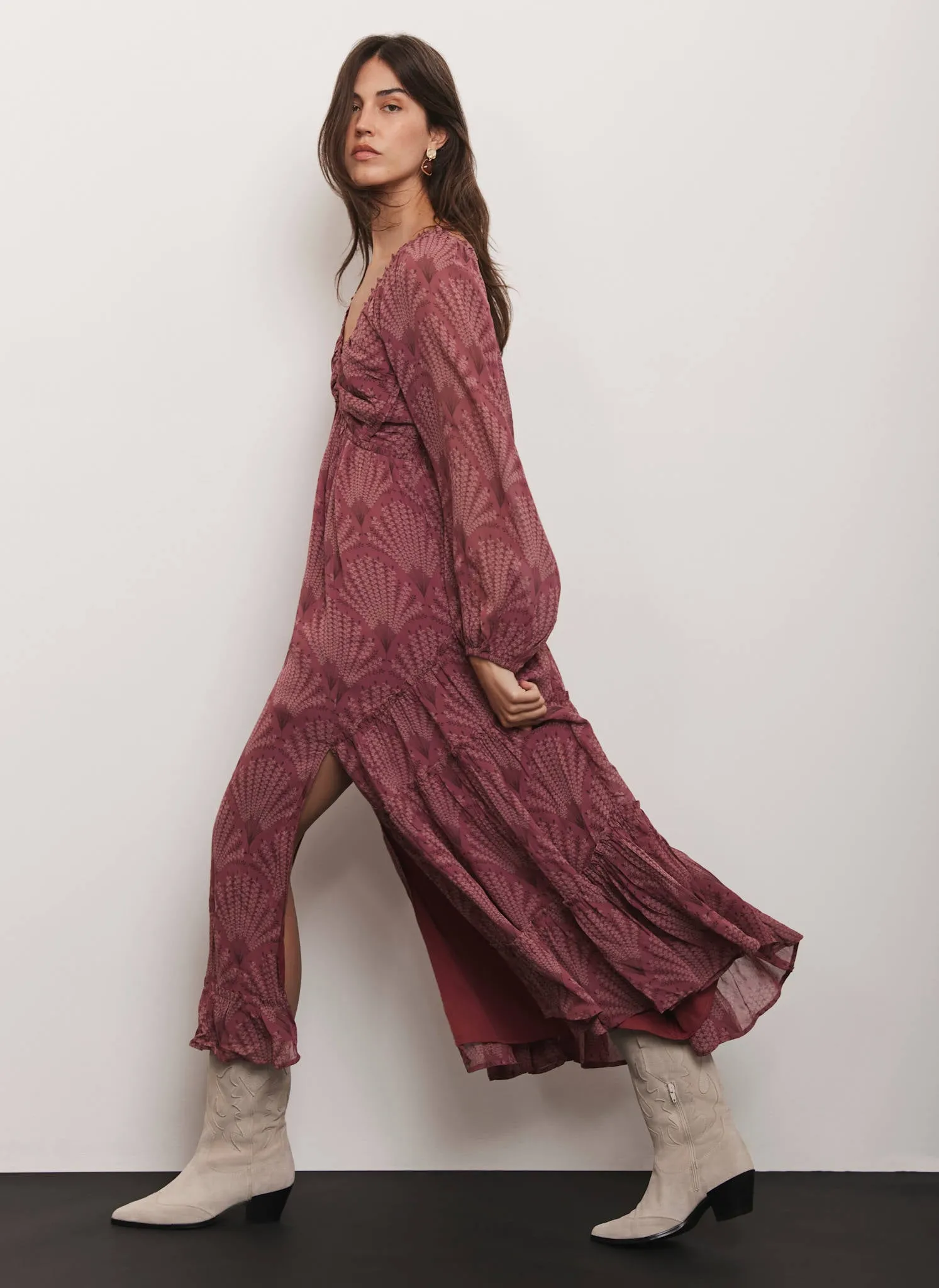 Burgundy Floral Print Midi Dress sold by Mint Velvet product image thumbnail 2