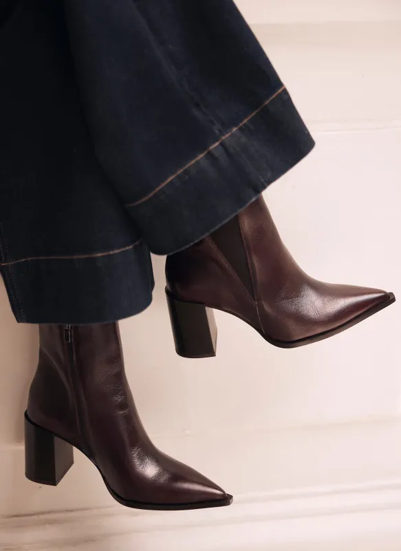Amy Burgundy Leather Ankle Boots sold by Mint Velvet
