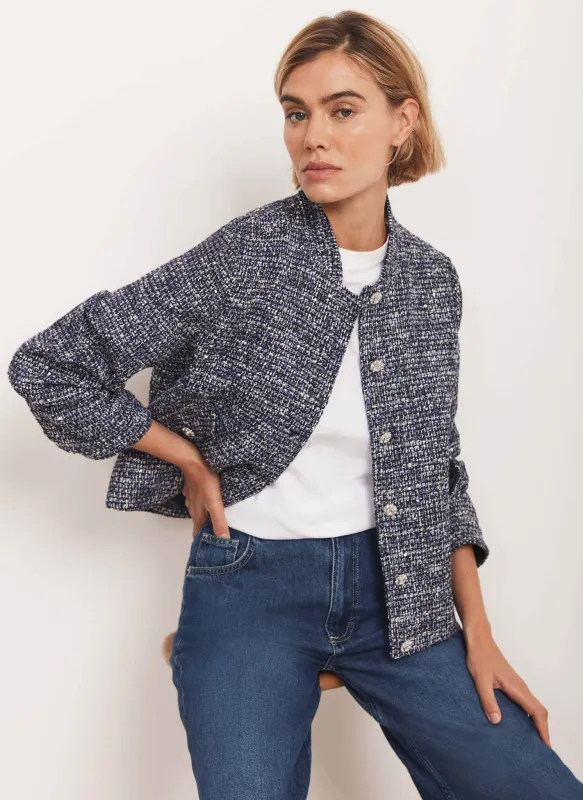 Navy Boucle Jacket sold by Mint Velvet