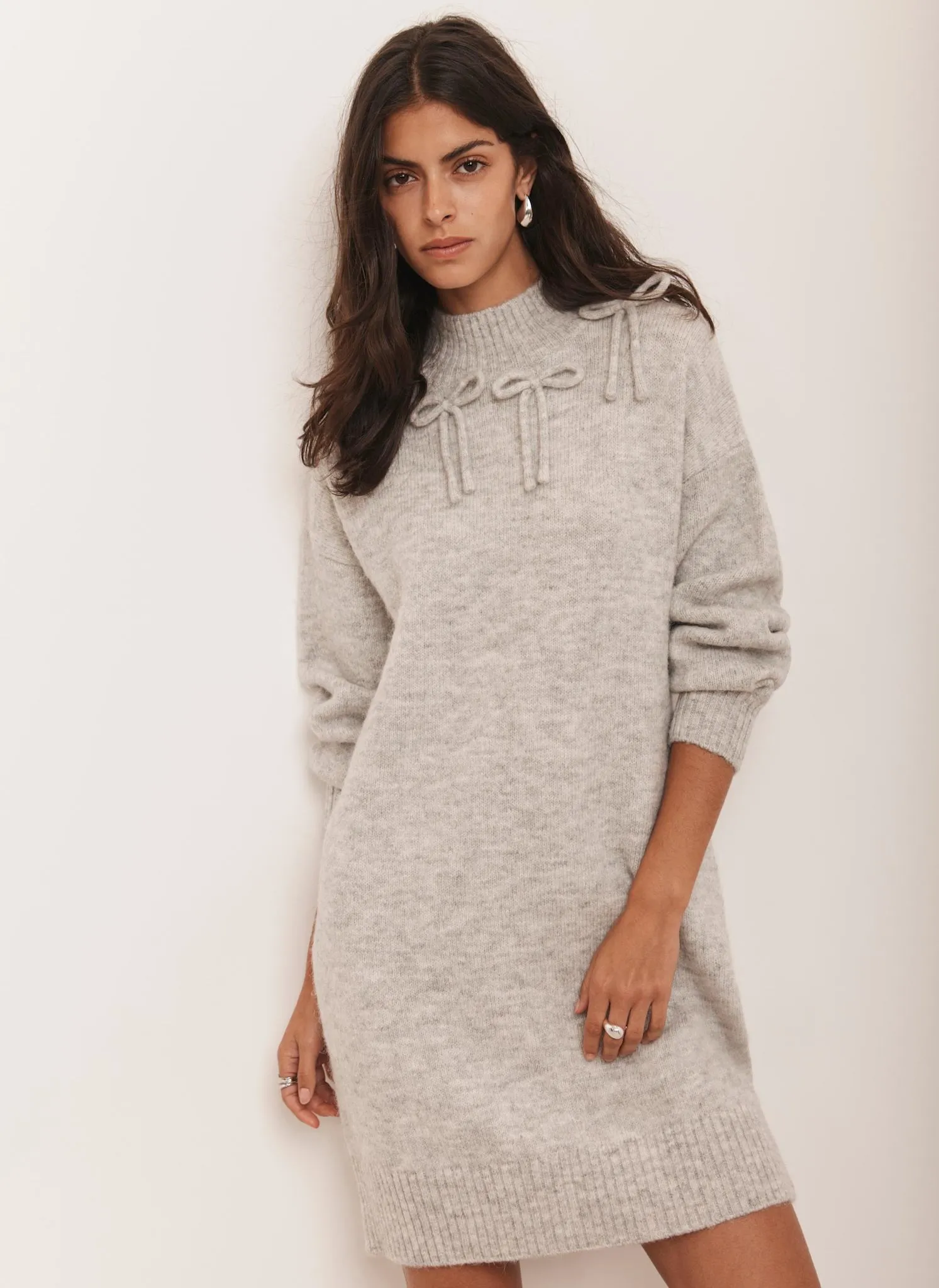 Grey Bow Knit Mini Dress sold by Mint Velvet product image thumbnail 5