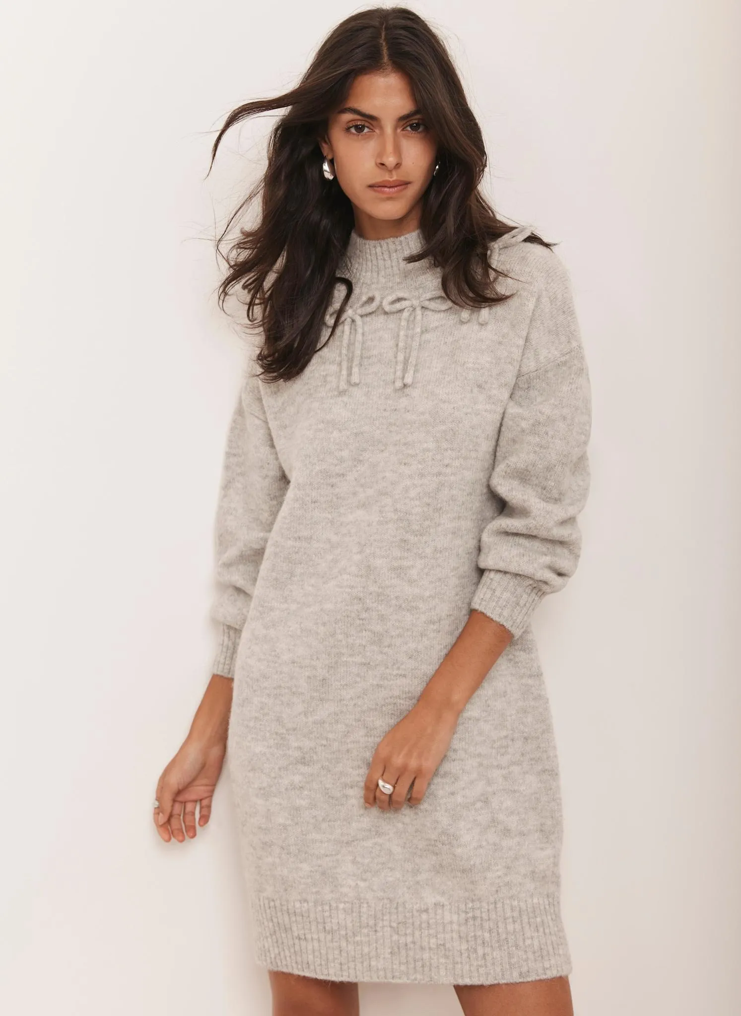 Grey Bow Knit Mini Dress sold by Mint Velvet product image thumbnail 3
