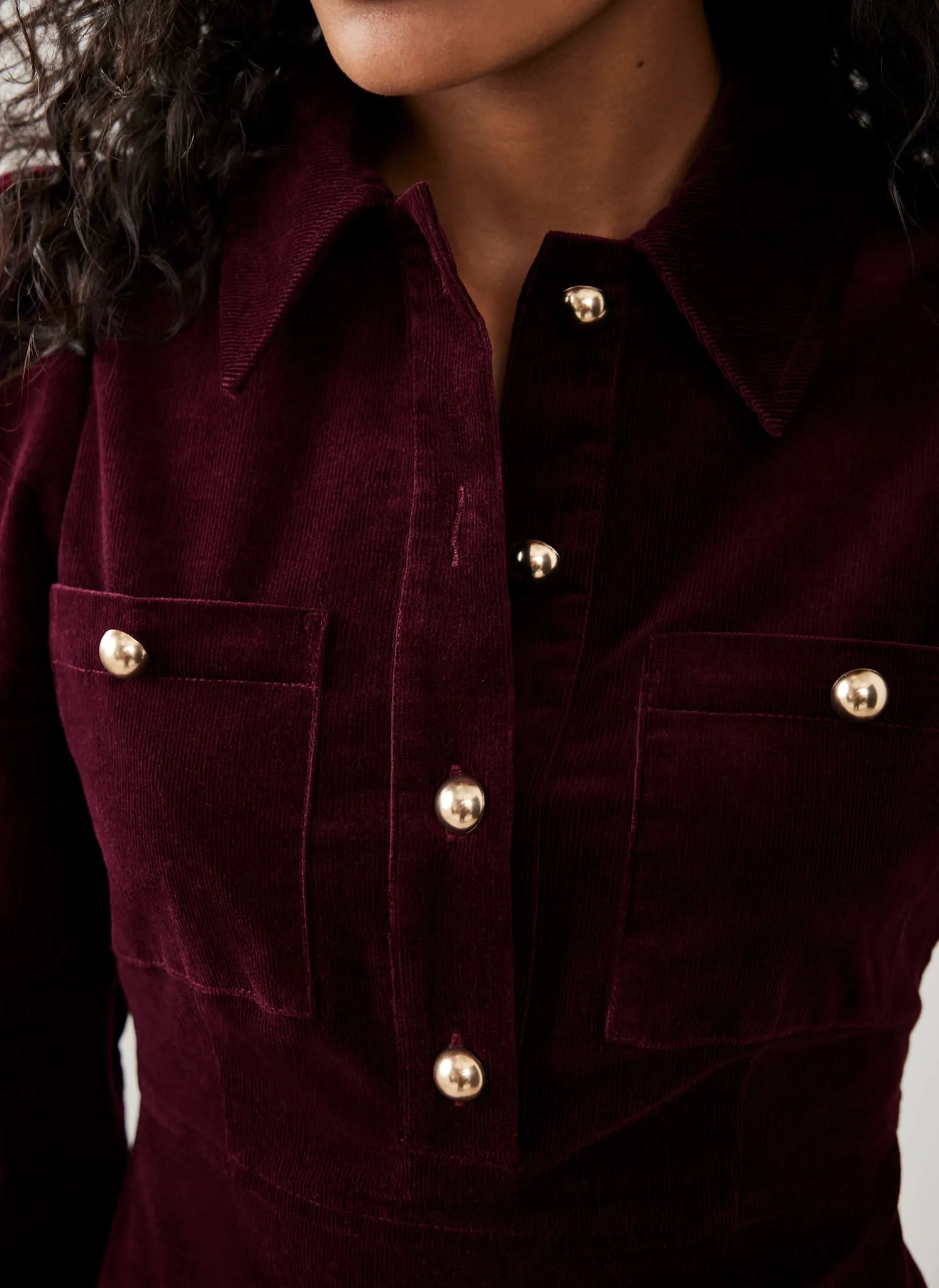 Burgundy Corduroy Midi Dress sold by Mint Velvet product image thumbnail 4