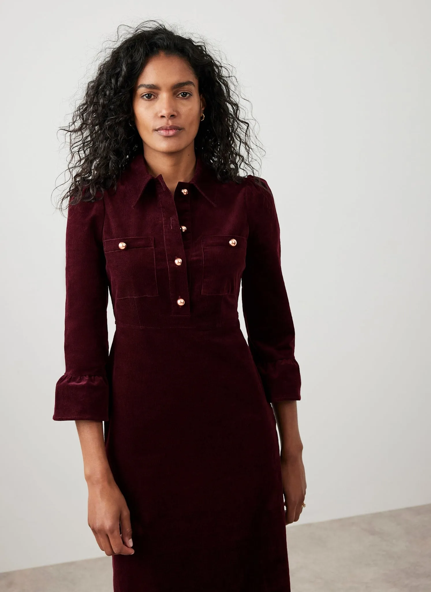 Burgundy Corduroy Midi Dress sold by Mint Velvet product image thumbnail 3