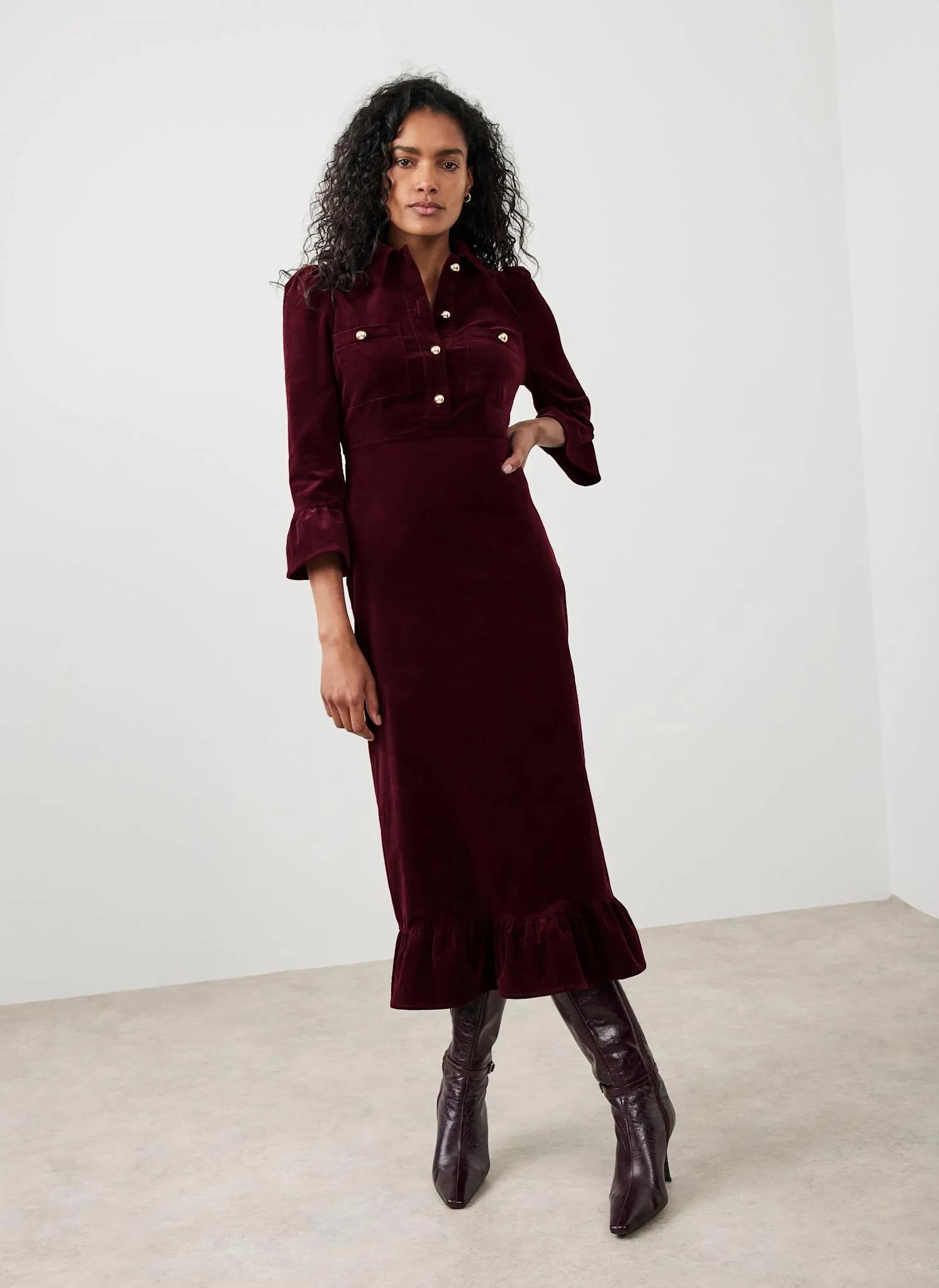 Burgundy Corduroy Midi Dress sold by Mint Velvet product image thumbnail 2
