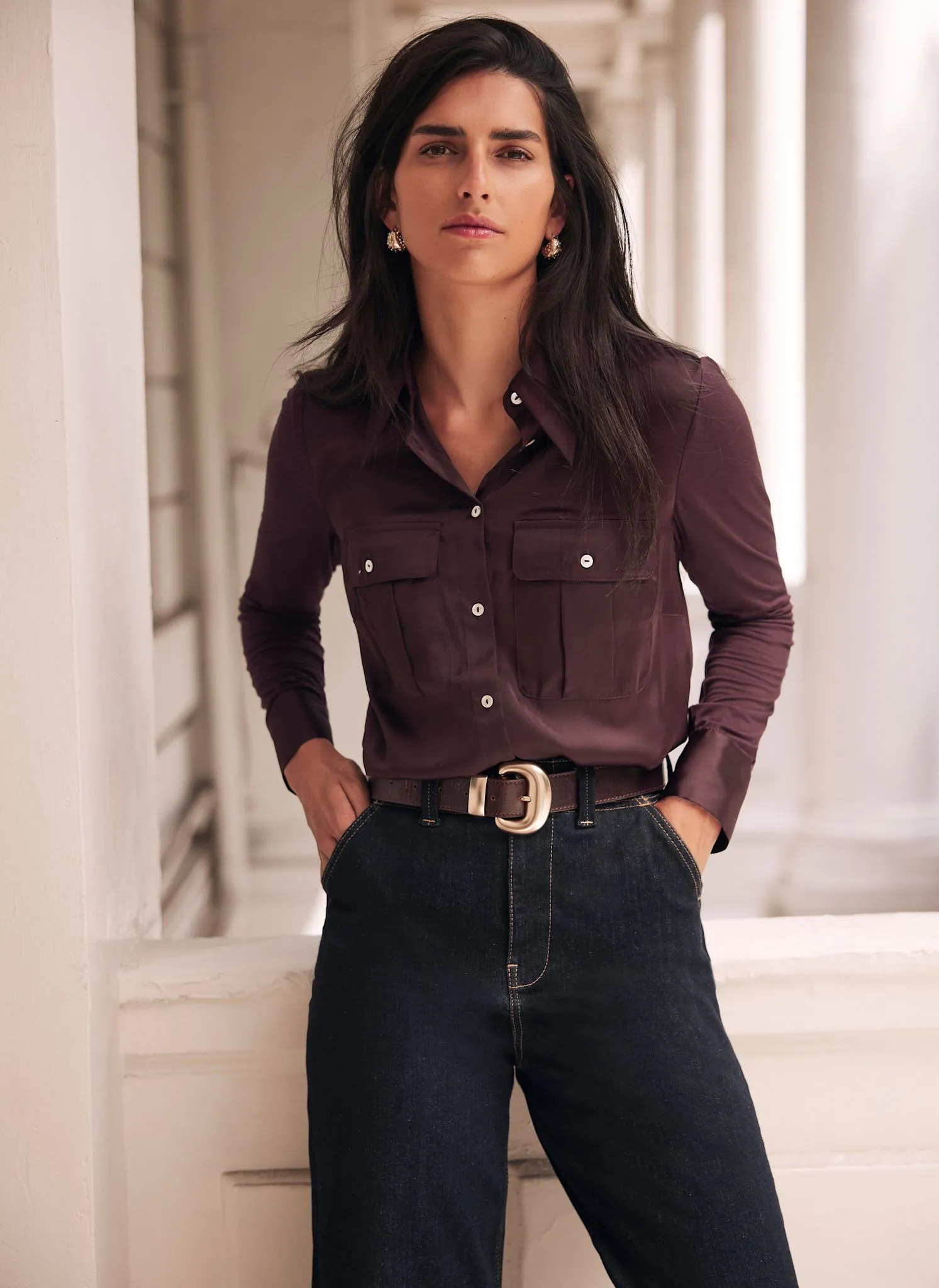 Burgundy Satin Utility Shirt sold by Mint Velvet product image thumbnail 2