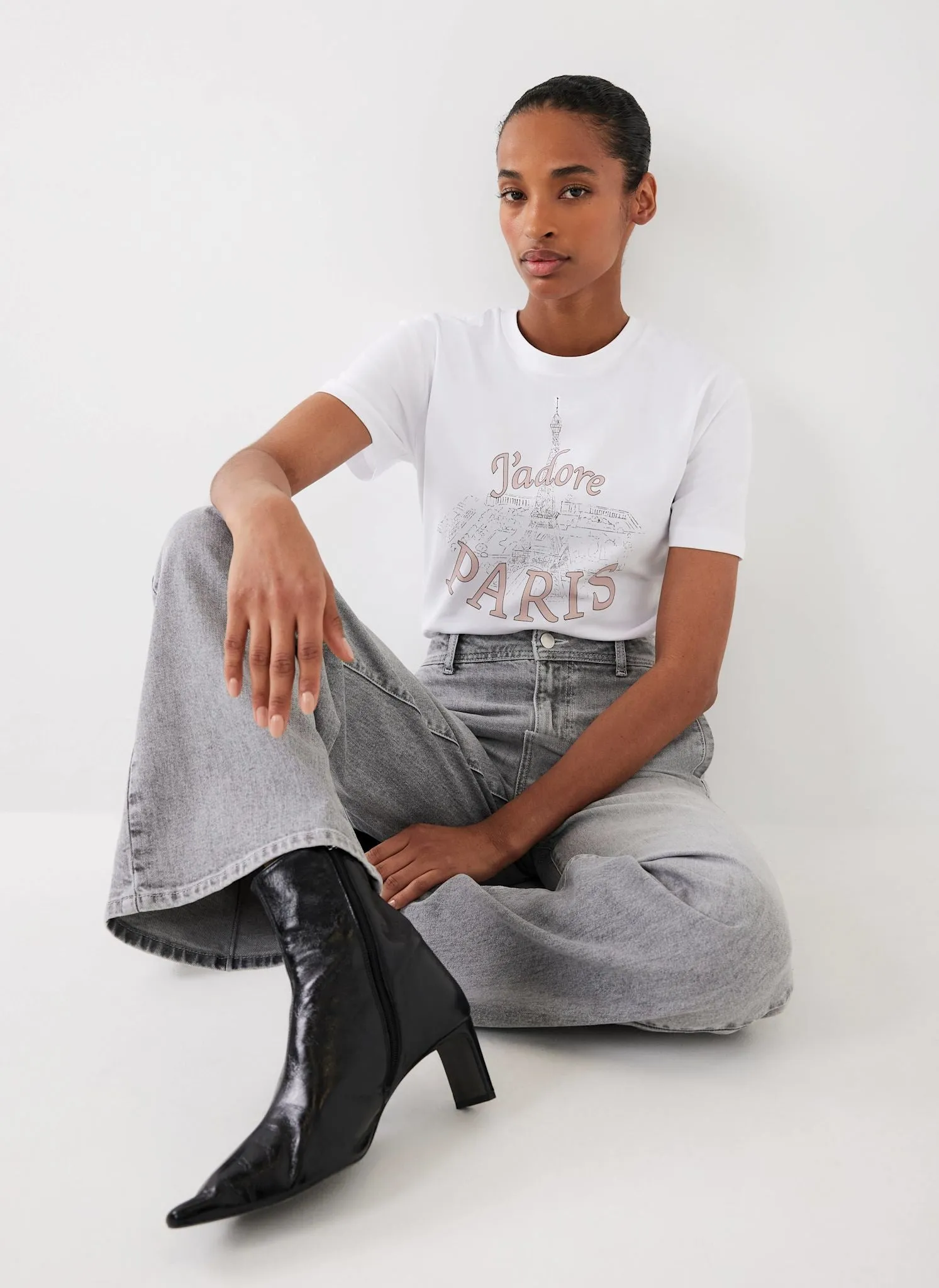 White Cotton Paris Graphic T-Shirt sold by Mint Velvet product image thumbnail 5