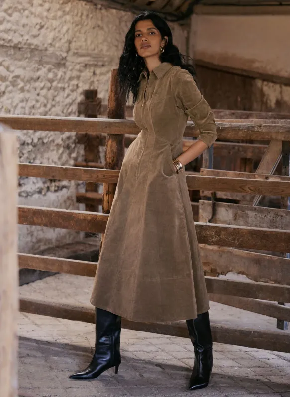 Brown Corduroy Midi Dress sold by Mint Velvet