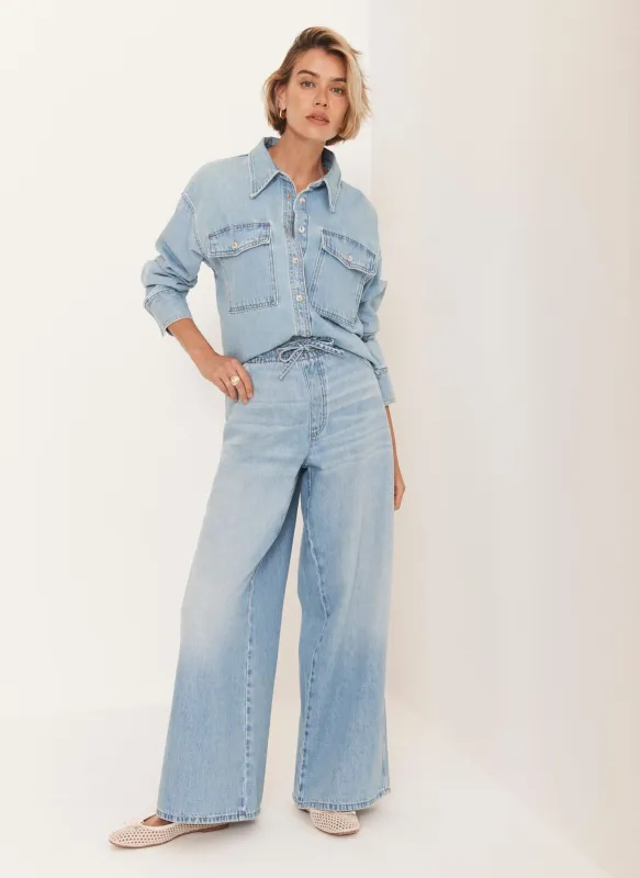 Light Indigo Wide Leg Tie Waist Jeans sold by Mint Velvet