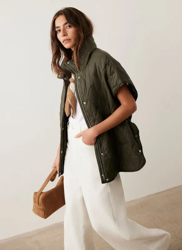 Khaki Quilted Oversized Gilet sold by Mint Velvet