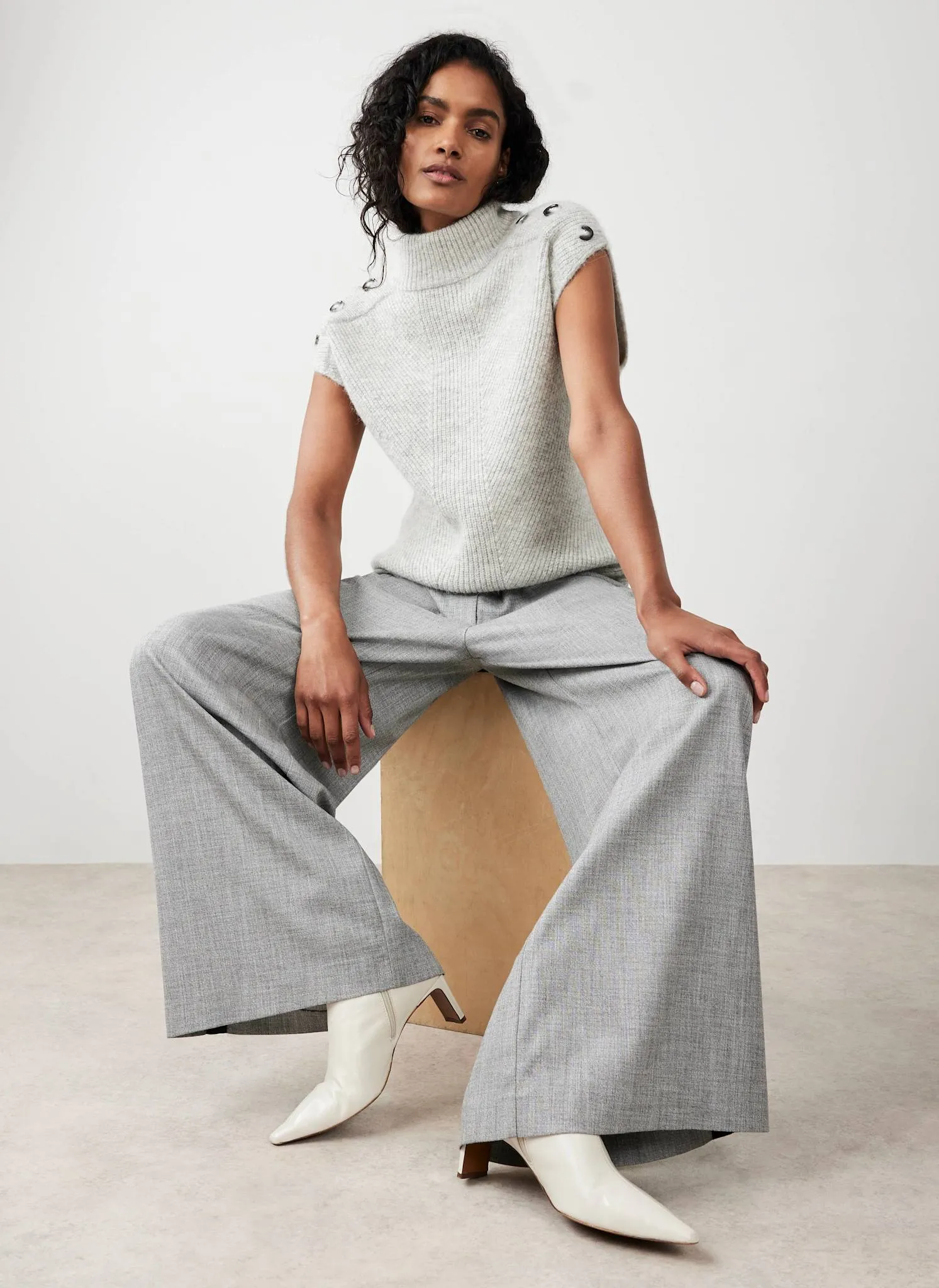 Grey Sleeveless Wool Blend Top sold by Mint Velvet