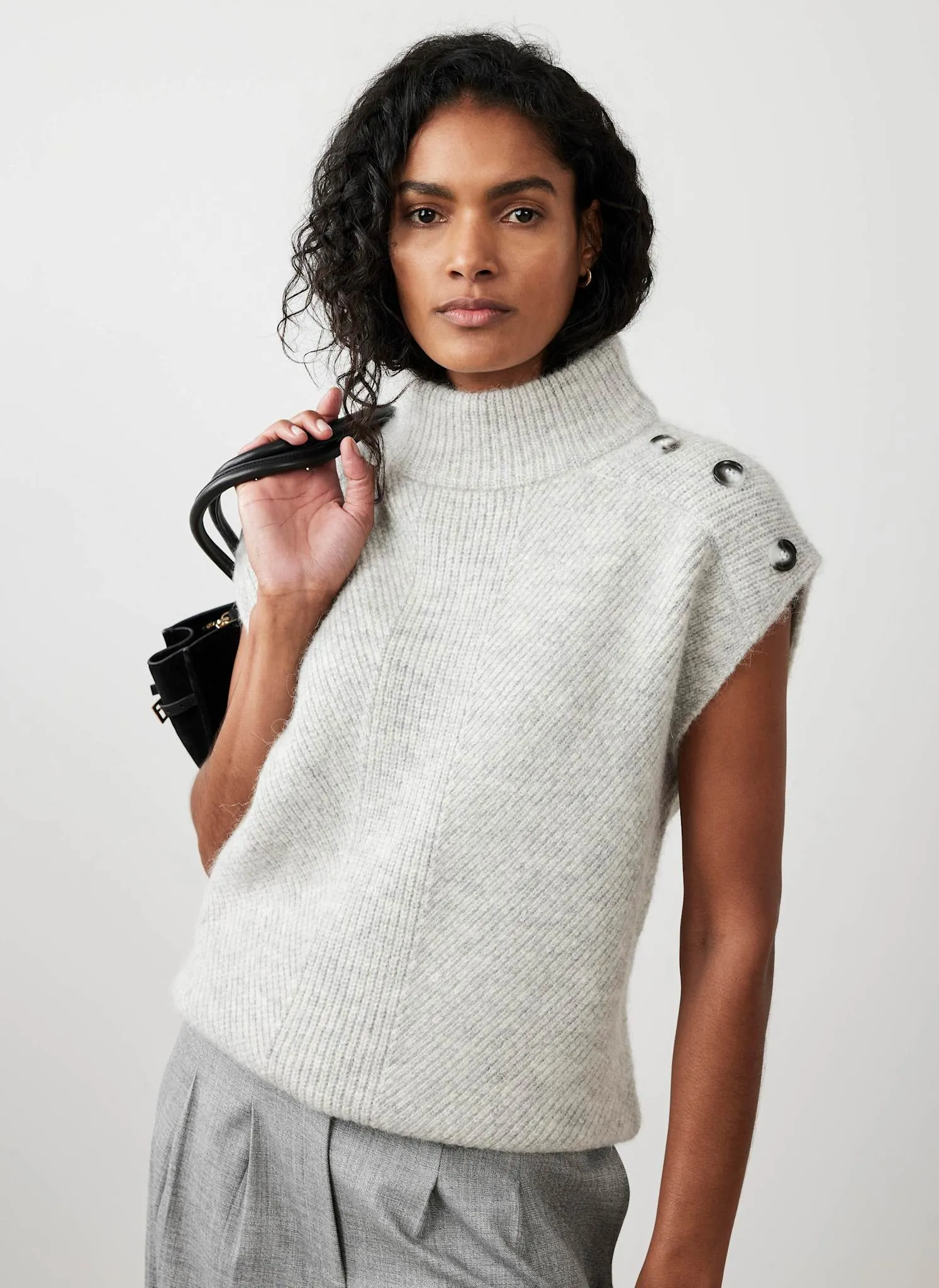 Grey Sleeveless Wool Blend Top sold by Mint Velvet product image thumbnail 3