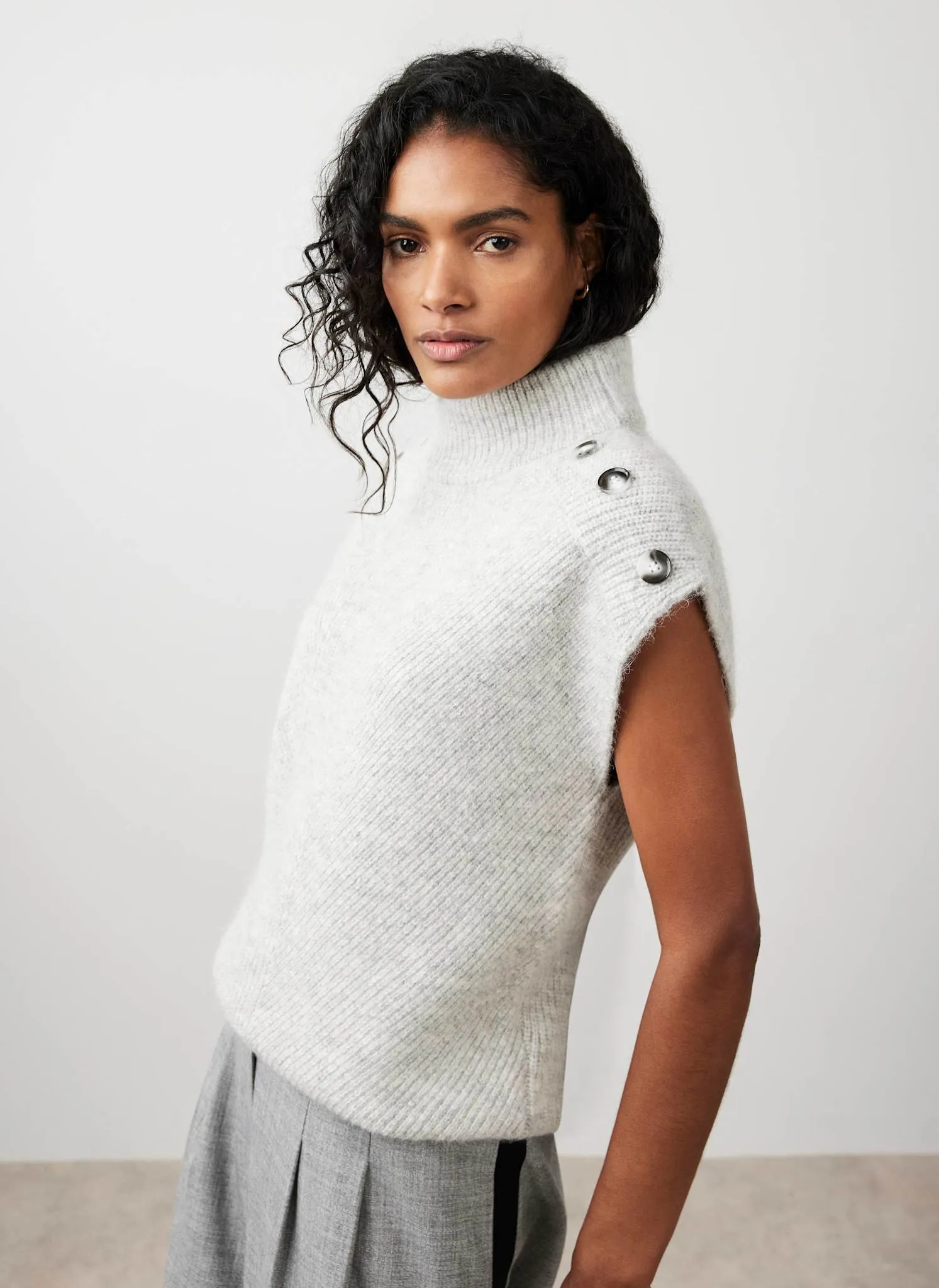 Grey Sleeveless Wool Blend Top sold by Mint Velvet product image thumbnail 2