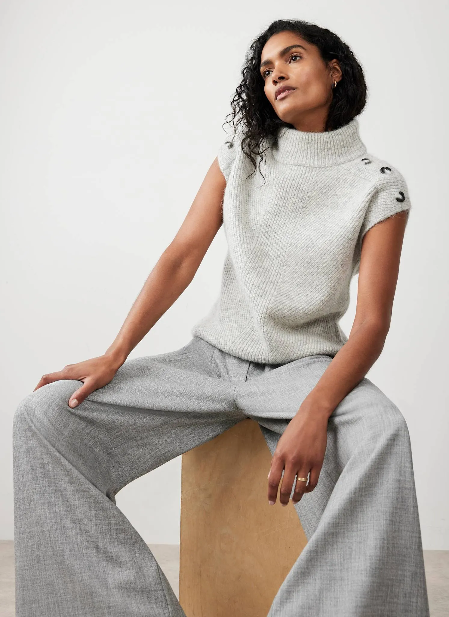 Grey Sleeveless Wool Blend Top sold by Mint Velvet product image thumbnail 5