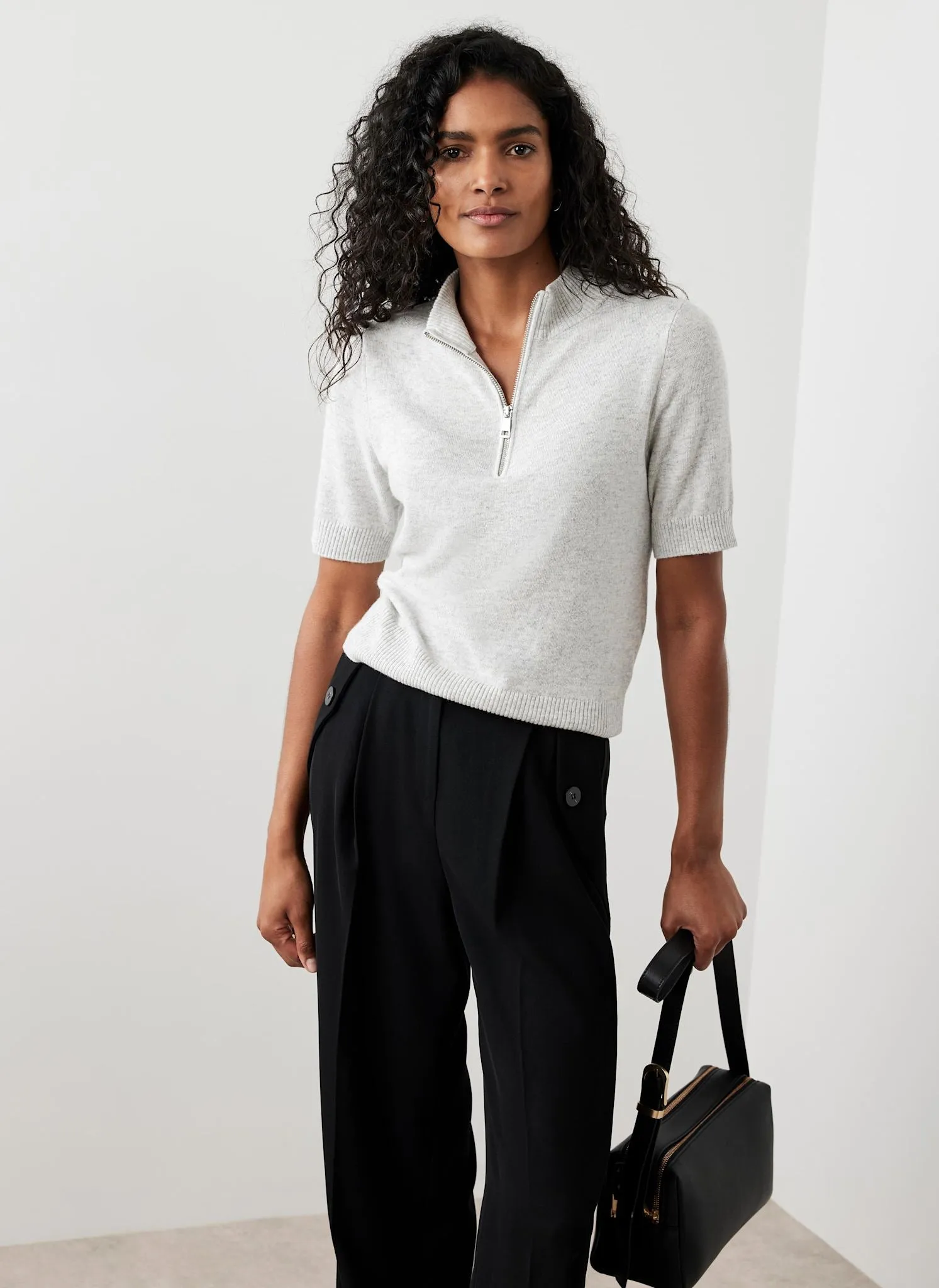 Grey Zip Knit Top sold by Mint Velvet product image thumbnail 5