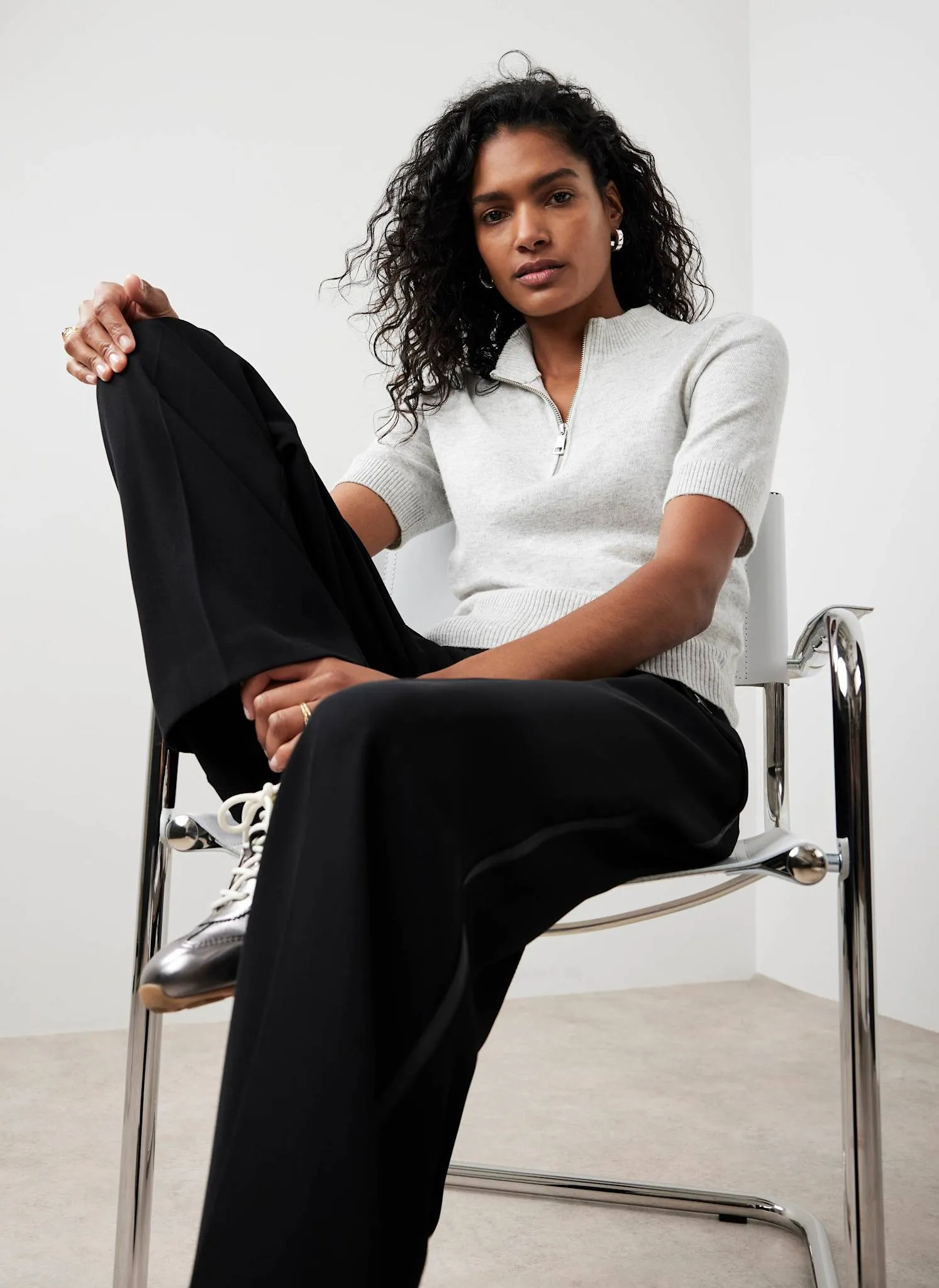 Grey Zip Knit Top sold by Mint Velvet