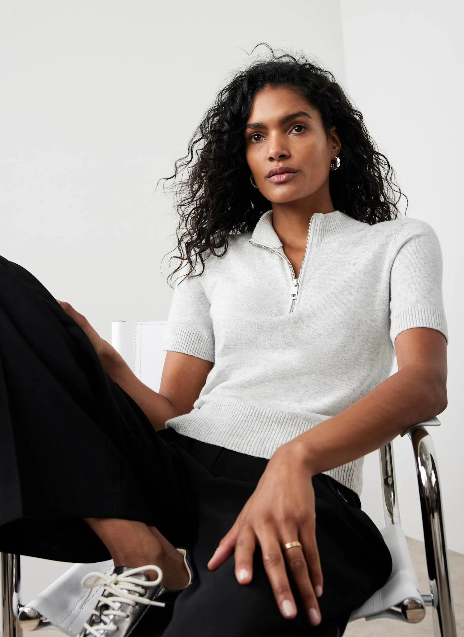 Grey Zip Knit Top sold by Mint Velvet product image thumbnail 4