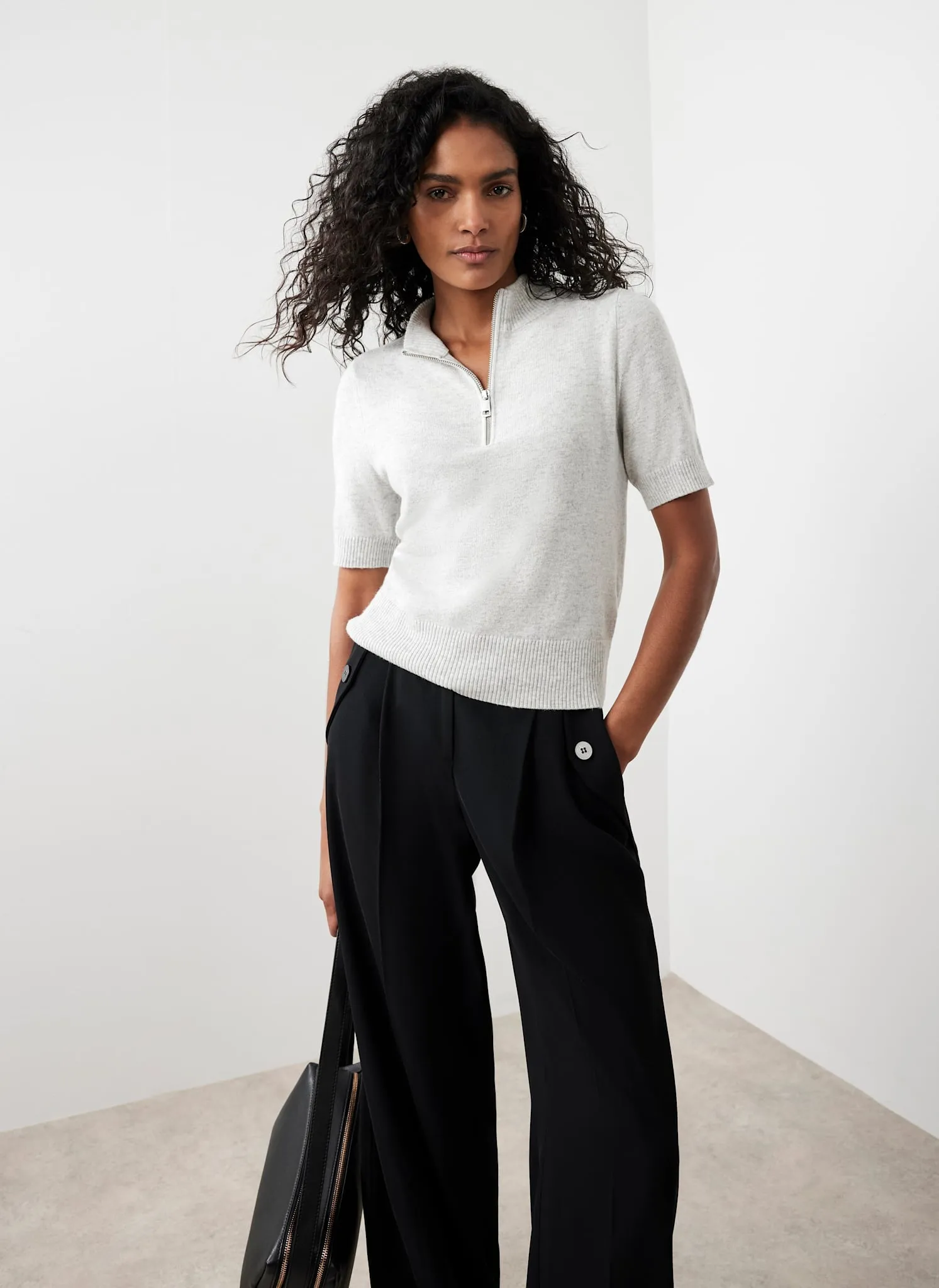 Grey Zip Knit Top sold by Mint Velvet product image thumbnail 2