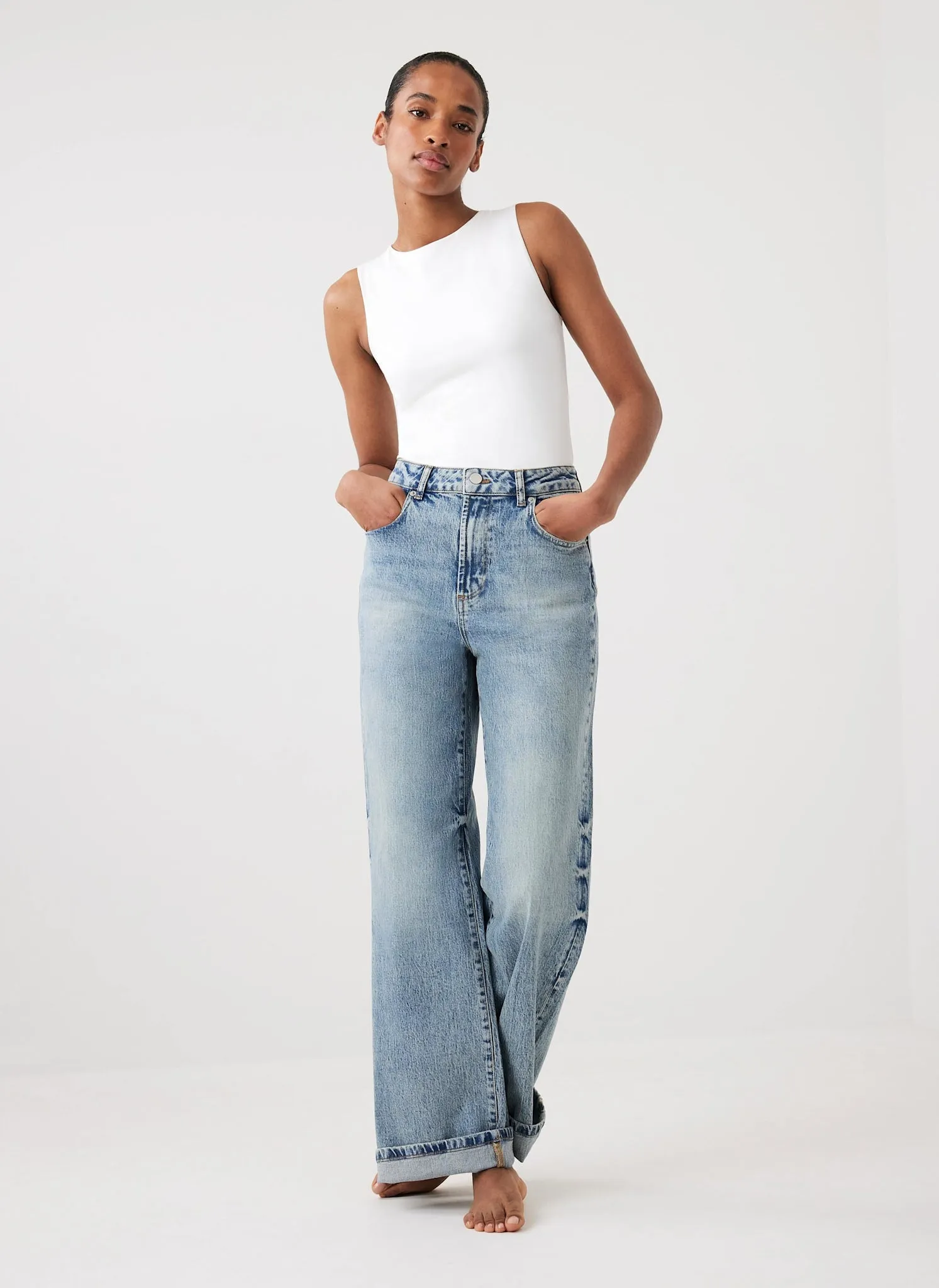 Mid Indigo Workable Wide Jeans sold by Mint Velvet