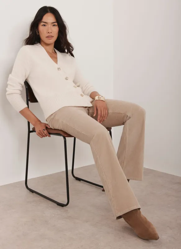 Neutral Corduroy Flared Trousers sold by Mint Velvet