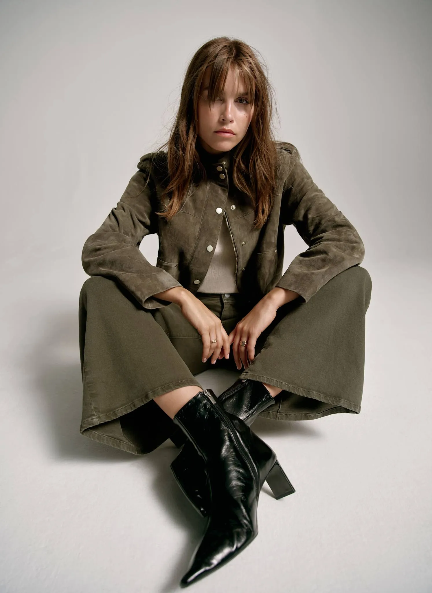 Khaki Suede Bomber Jacket sold by Mint Velvet product image thumbnail 5