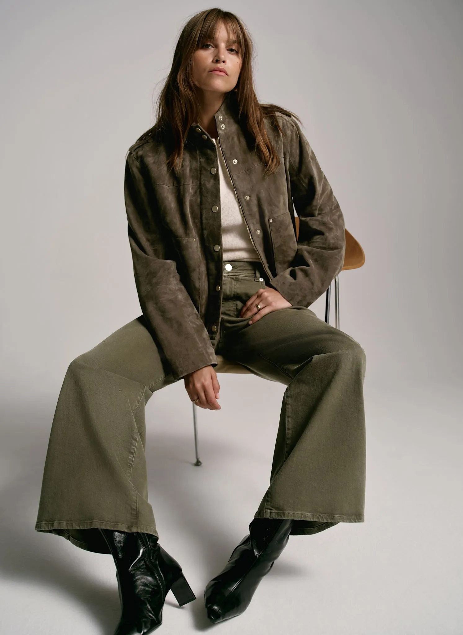 Khaki Suede Bomber Jacket sold by Mint Velvet product image thumbnail 2