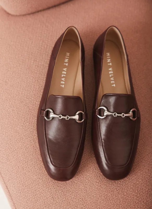 Camille Burgundy Leather Loafers sold by Mint Velvet